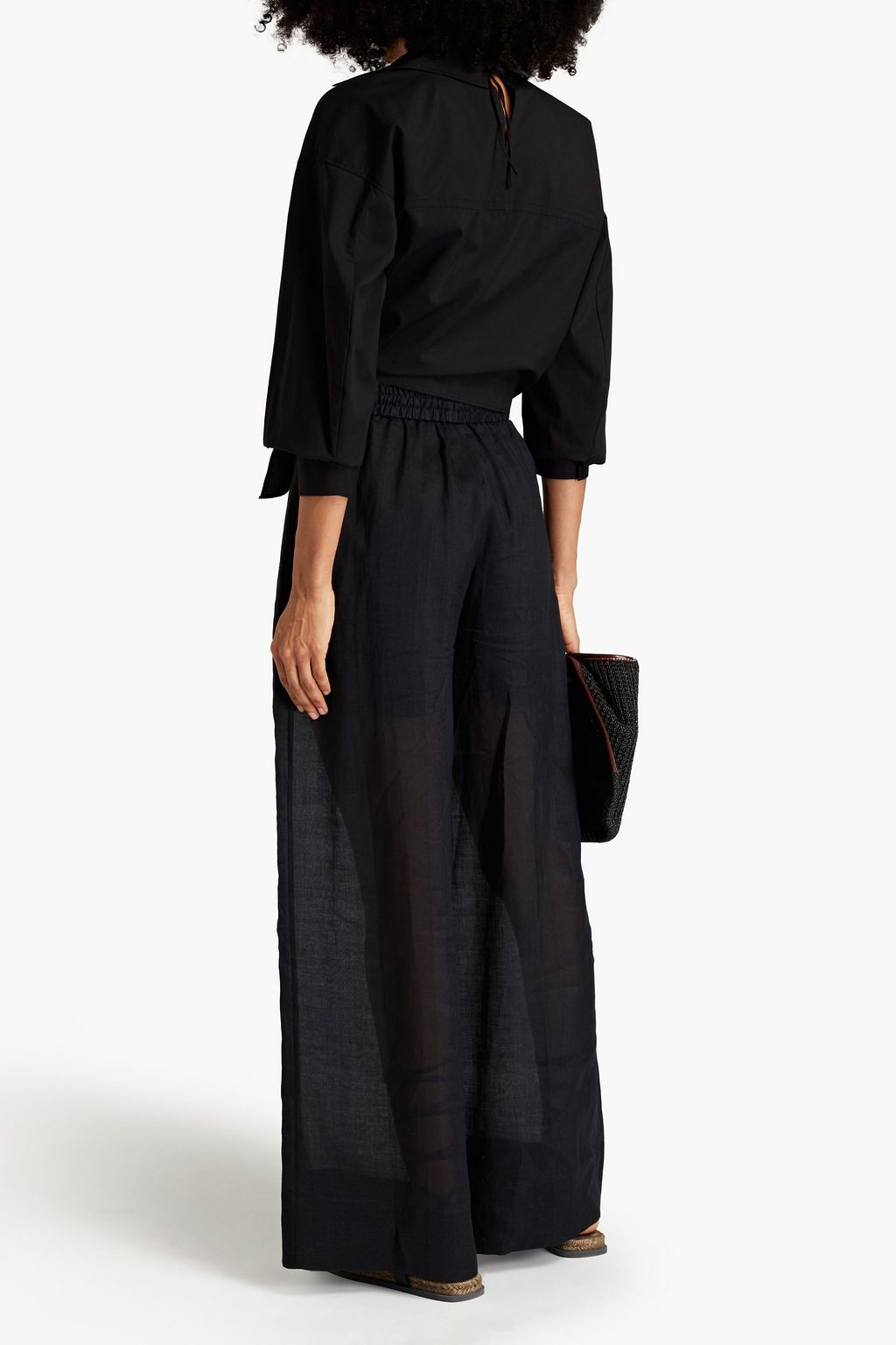 JOSEPH Talina ramie-voile wide-leg pants