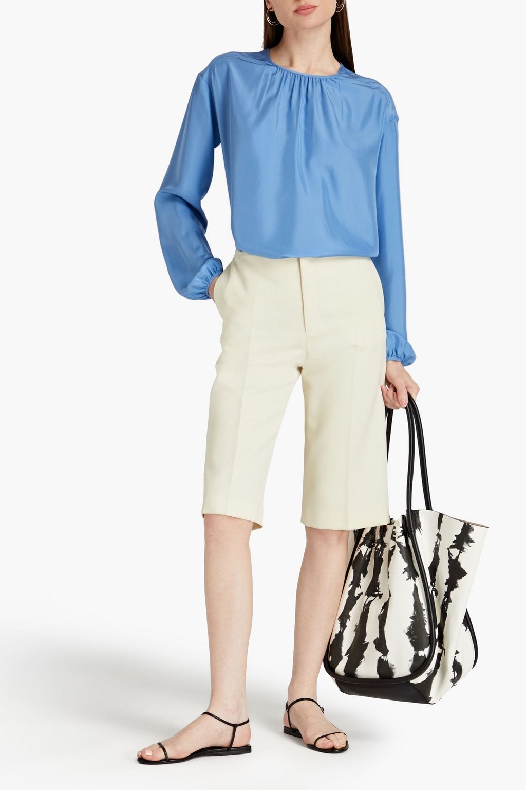 JOSEPH Belina gathered silk-habotai blouse