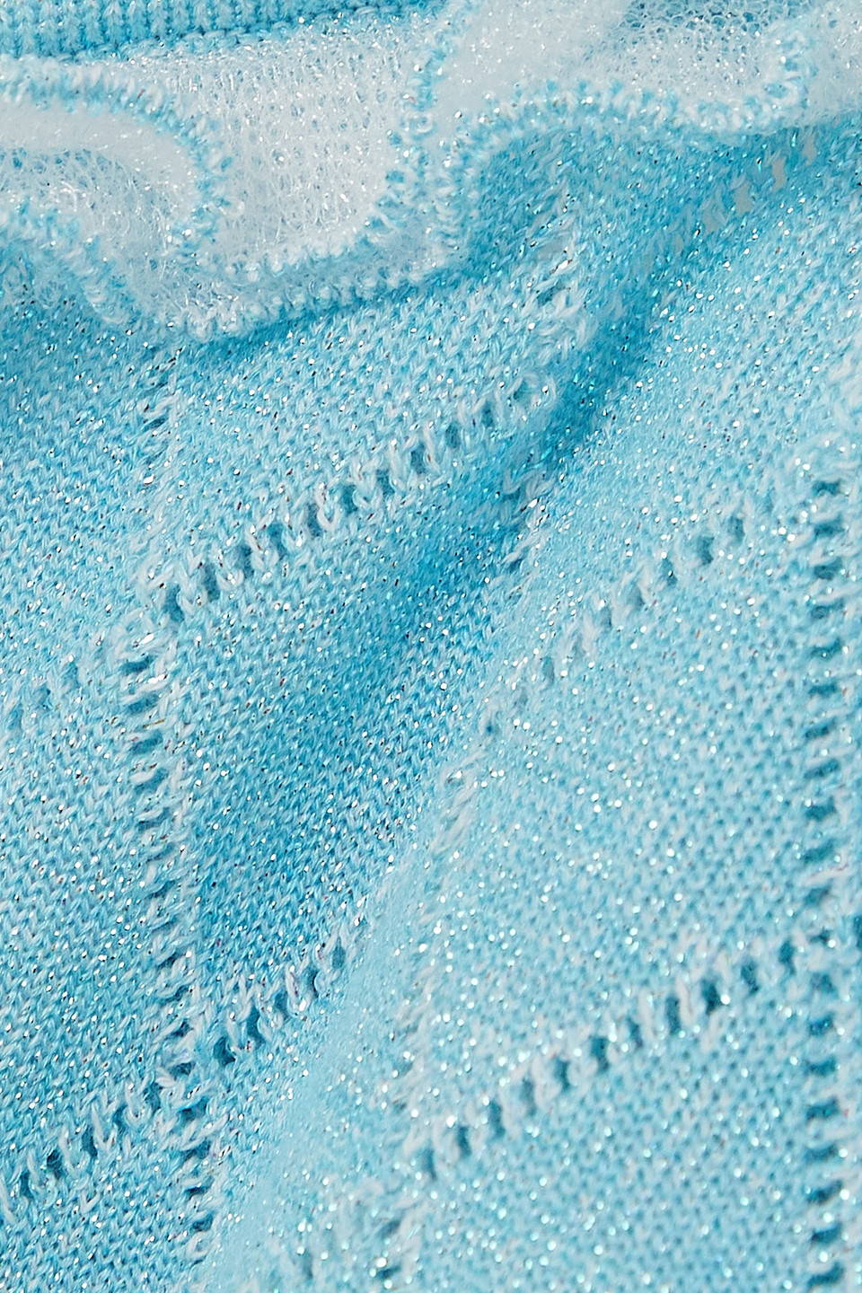 CORMIO HEIDE VELVET-TRIMMED POINTELLE-KNIT METALLIC COTTON-BLEND CAMISOLE