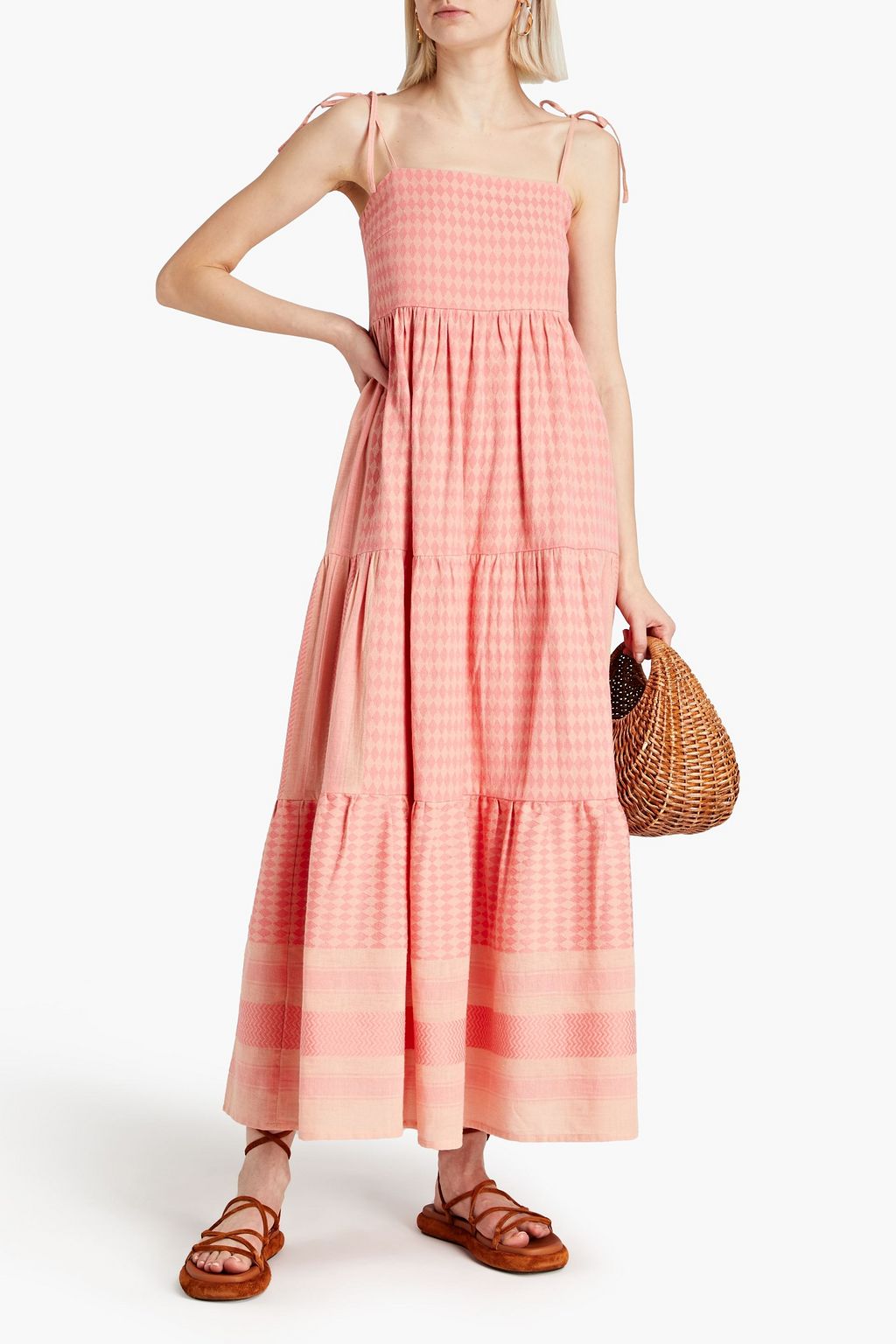 SUMMERY COPENHAGEN Alex gathered cottonjacquard maxi dress THE