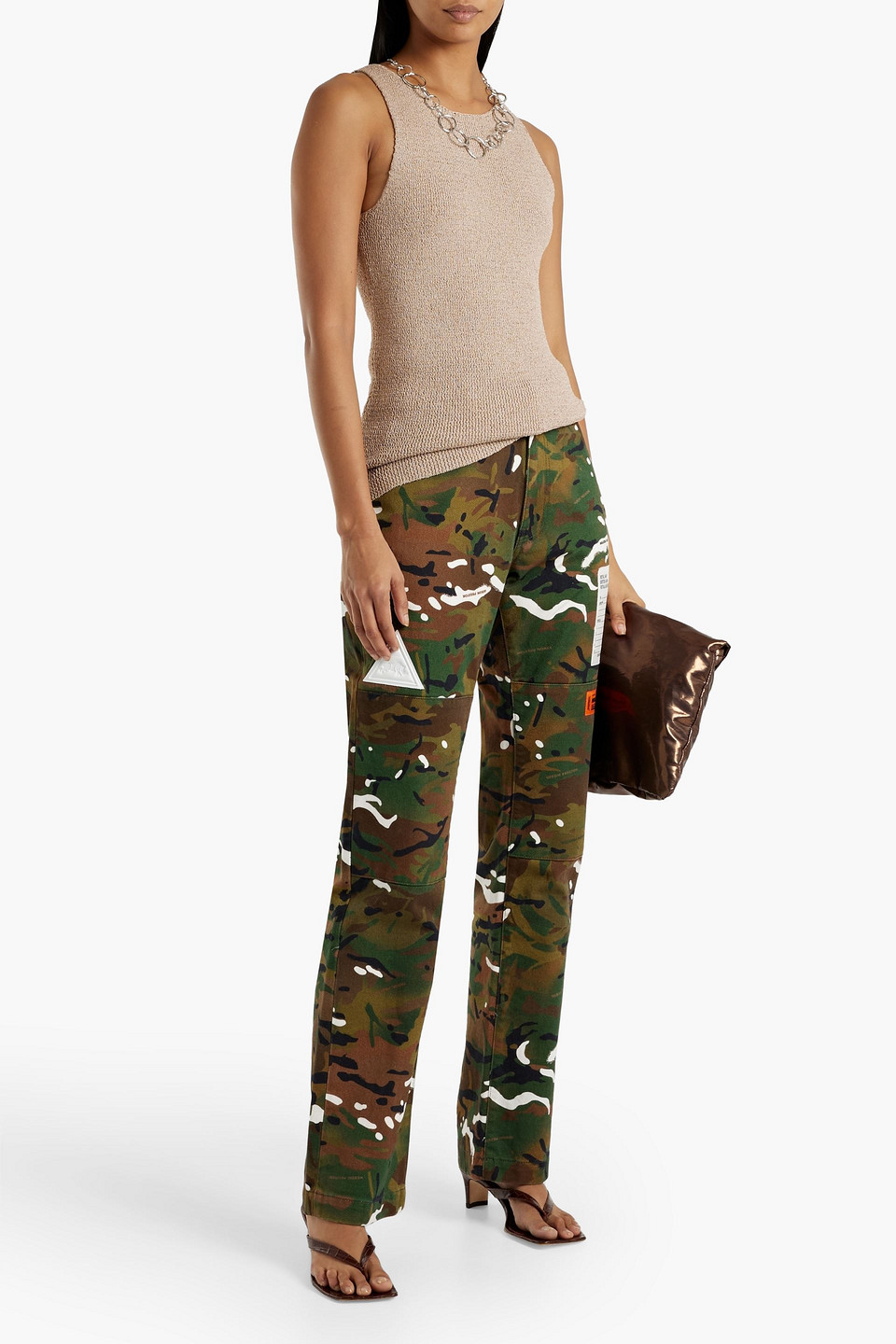 Helmut Lang Taupe Polyester Tank Top In Neutral