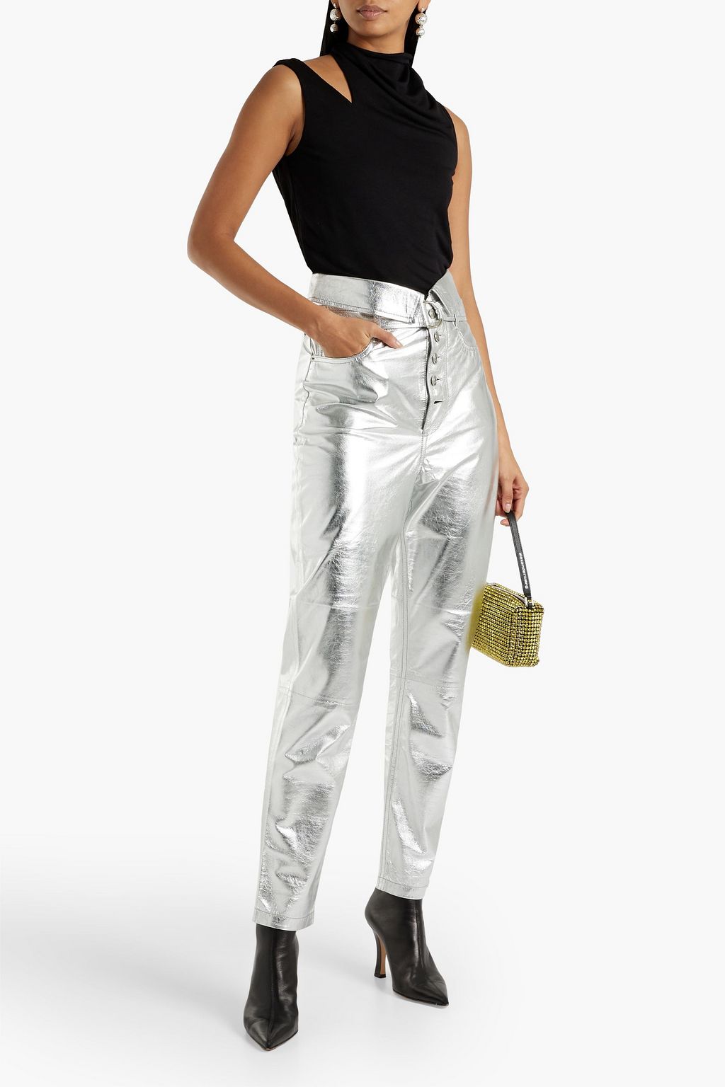 HELMUT LANG Draped cutout stretch-jersey top