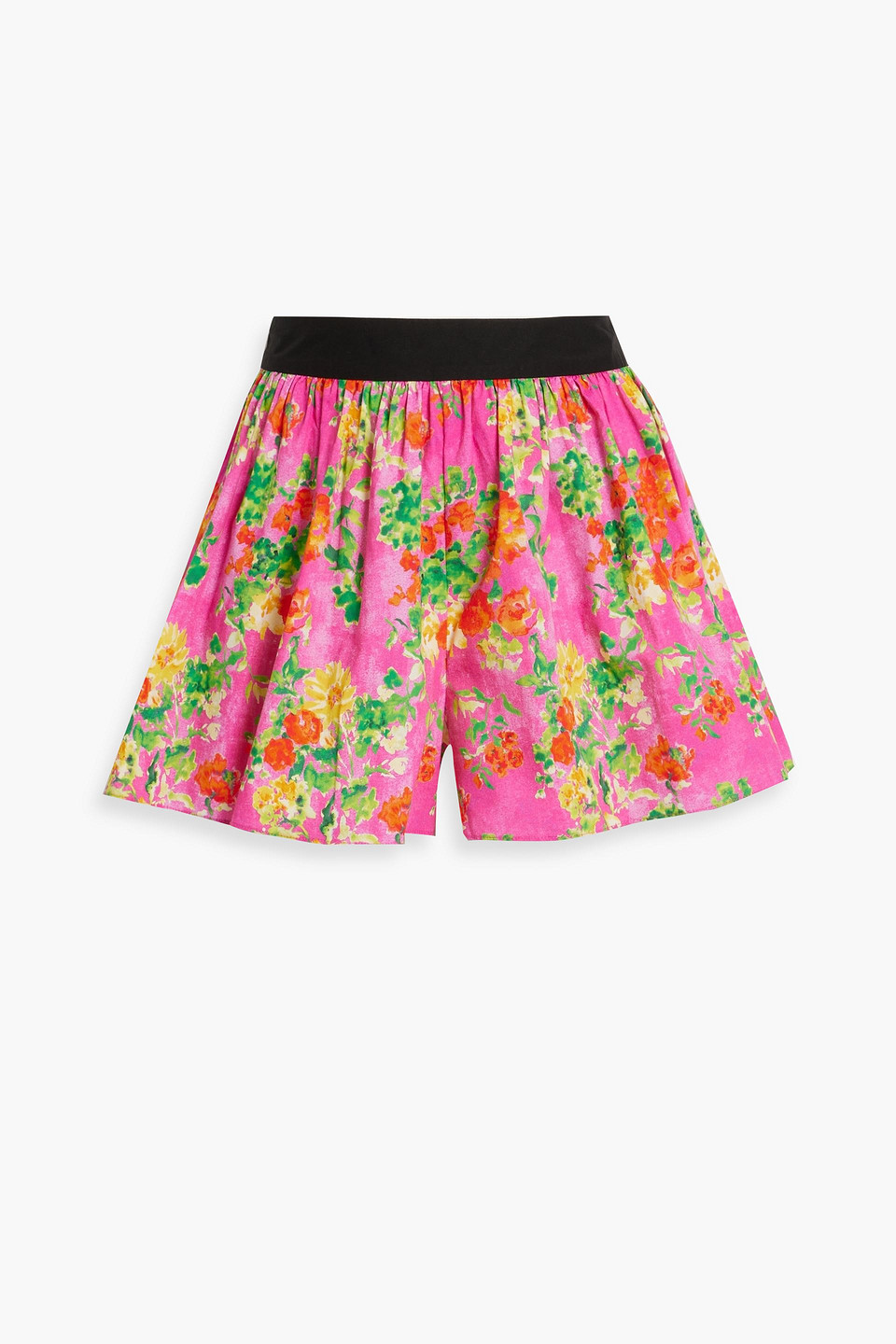 Teagen gathered floral-print cotton-blend poplin shorts