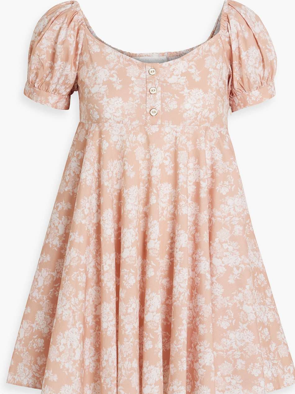 dina floral-print cotton-blend poplin mini dress