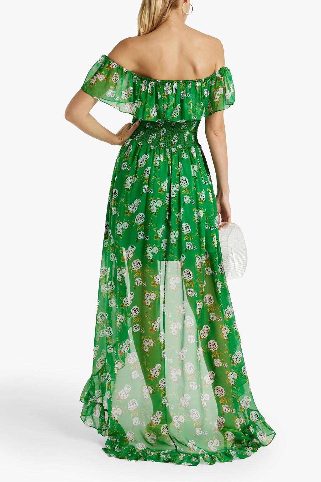 CAROLINE CONSTAS Ambrosia off-the-shoulder floral-print silk-chiffon maxi dress