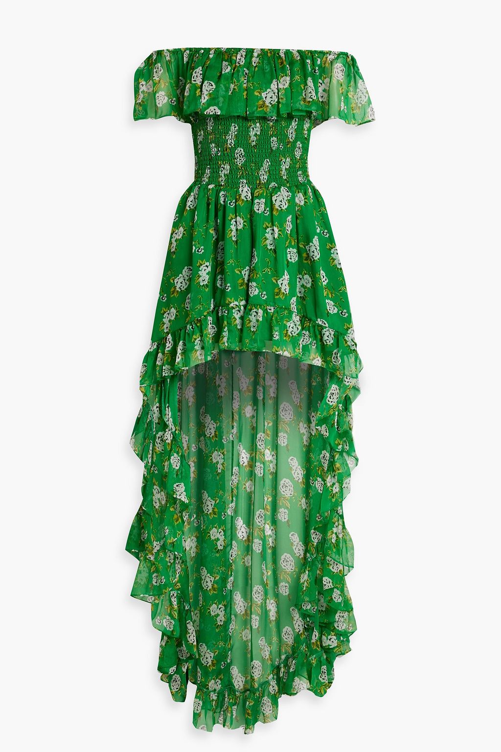 CAROLINE CONSTAS Ambrosia off the shoulder floral print silk
