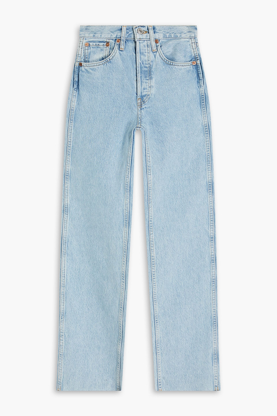 Re/done 90s Faded High-rise Straight-leg Jeans In Light Denim