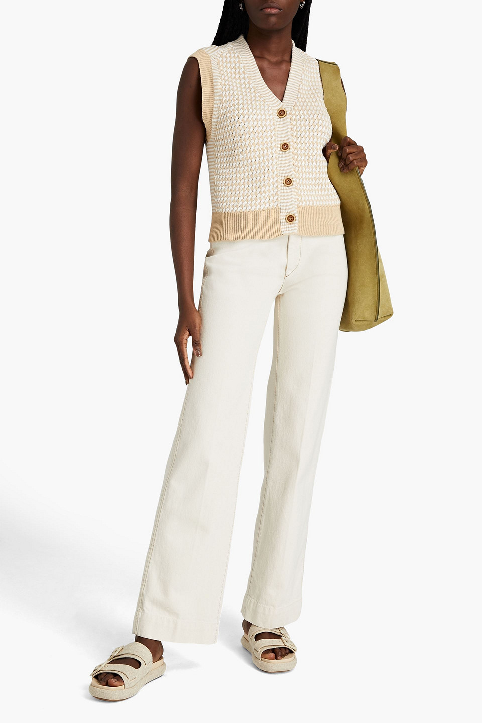 Re/done 70s High-rise Wide-leg Jeans In Ecru