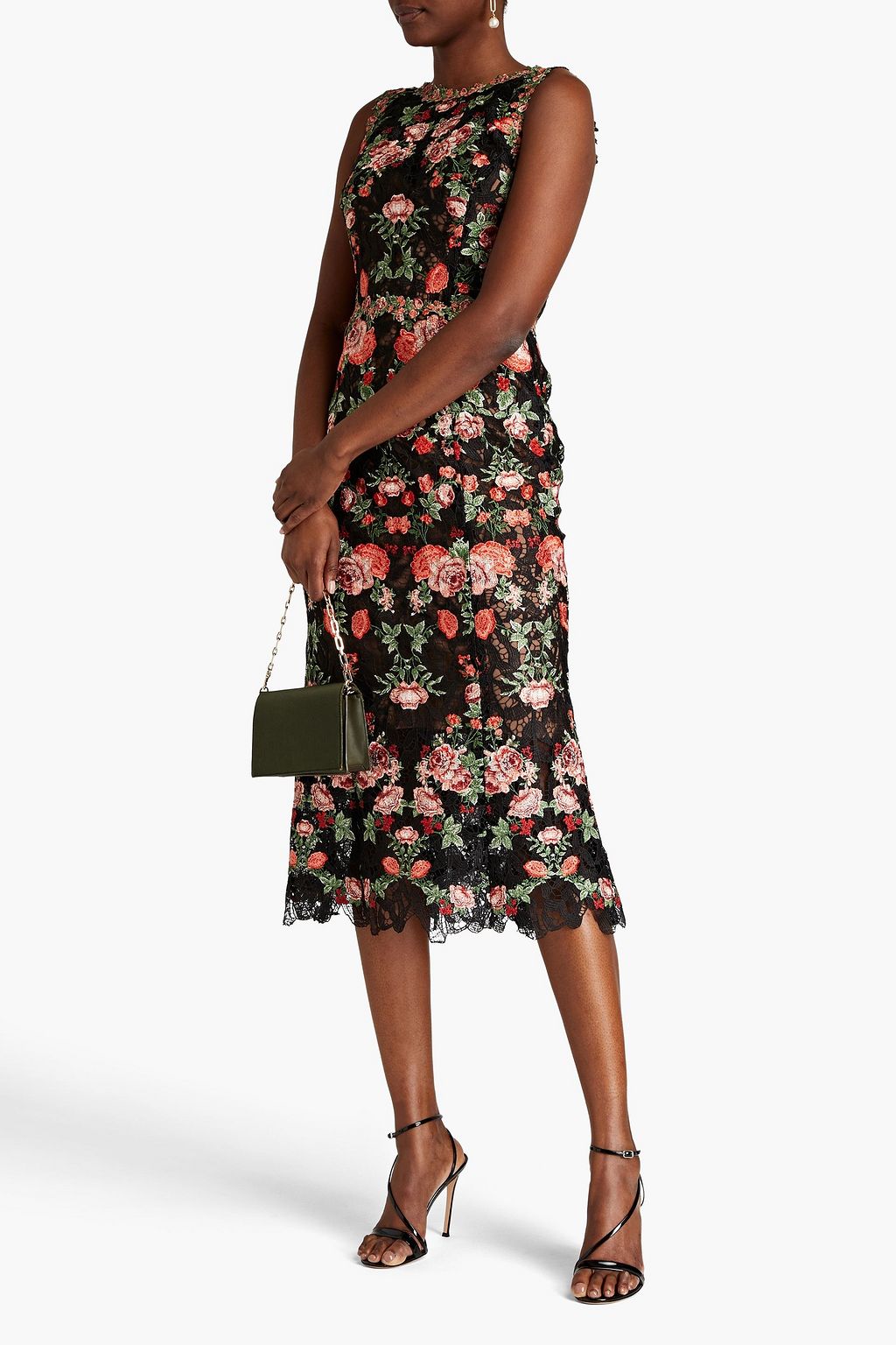 MARCHESA NOTTE Lace midi dress