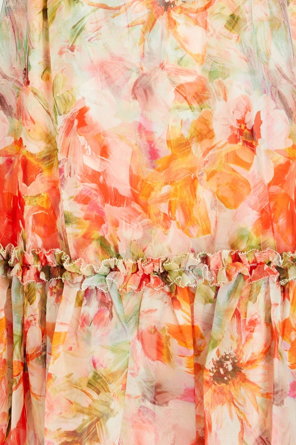 MARCHESA NOTTE Gathered floral-print chiffon mini dress