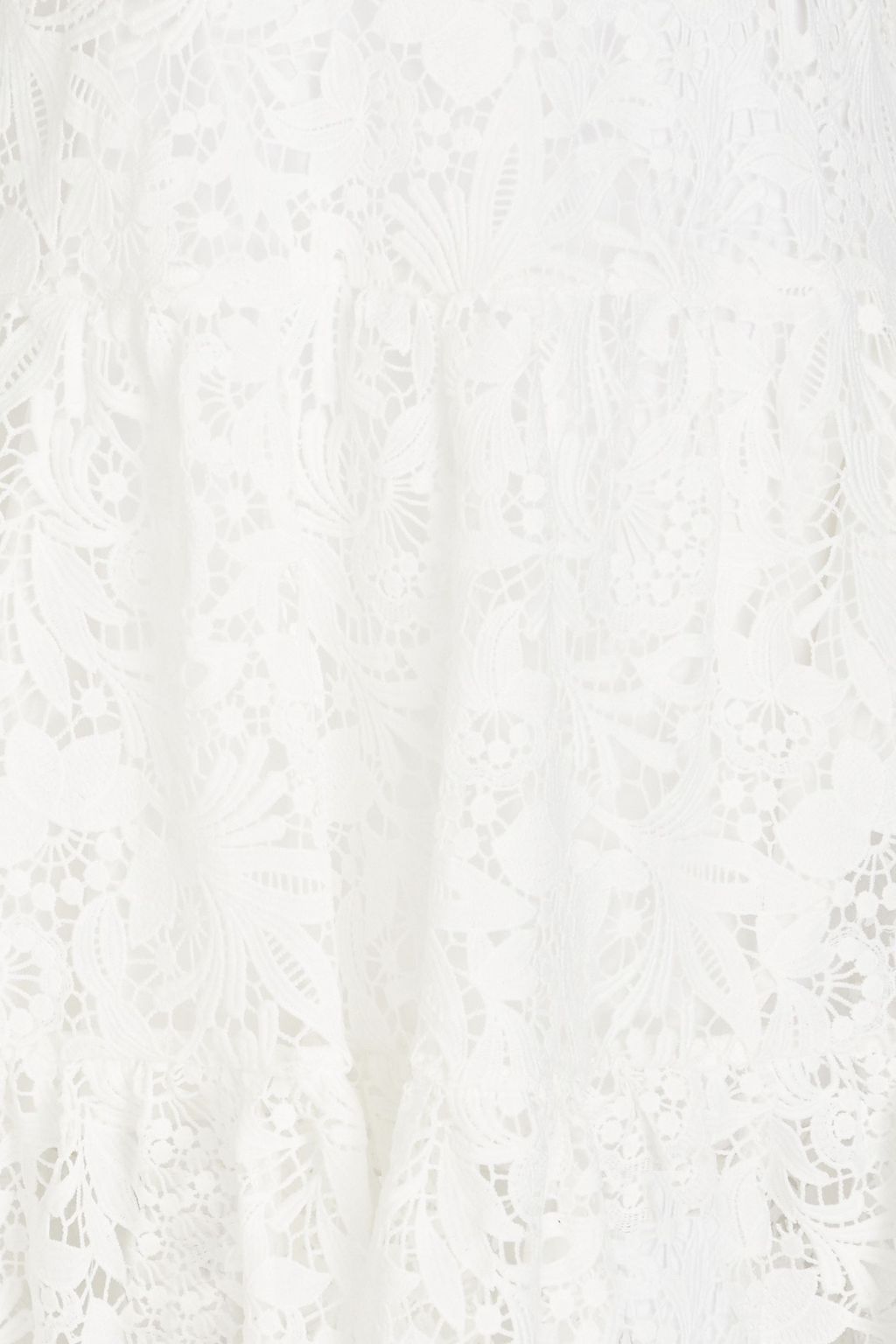 MARCHESA NOTTE Cold-shoulder ruffled guipure lace midi dress