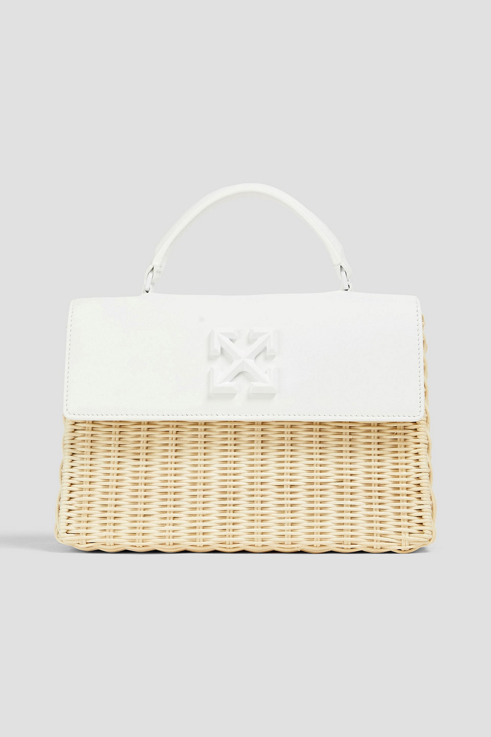 off-white - jitney 1.4 leather and wicker tote - white - onesize