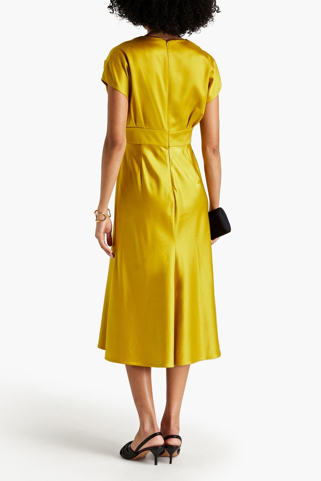 LELA ROSE Pleated satin-crepe midi dress | THE OUTNET