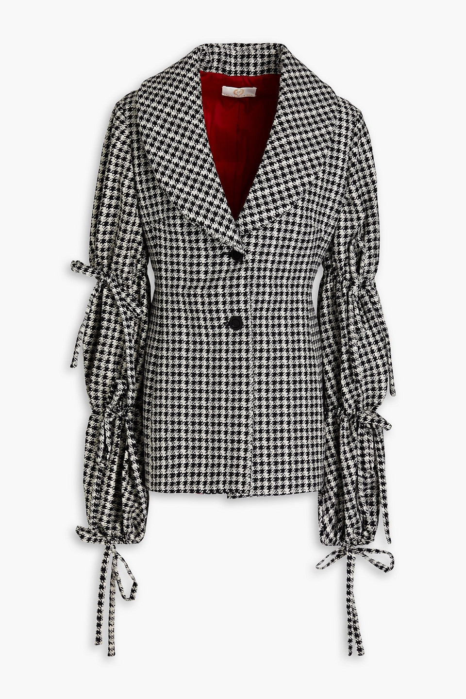 Sara Battaglia Houndstooth Single-breasted Blazer In Pied De Poule