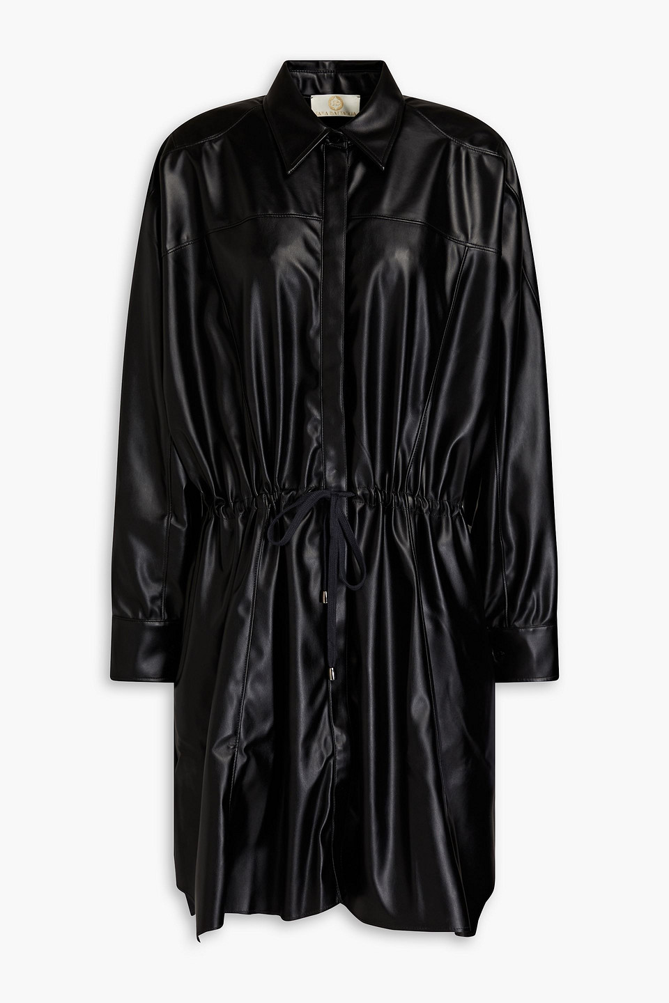 Sara Battaglia Faux-leather Dress In Black
