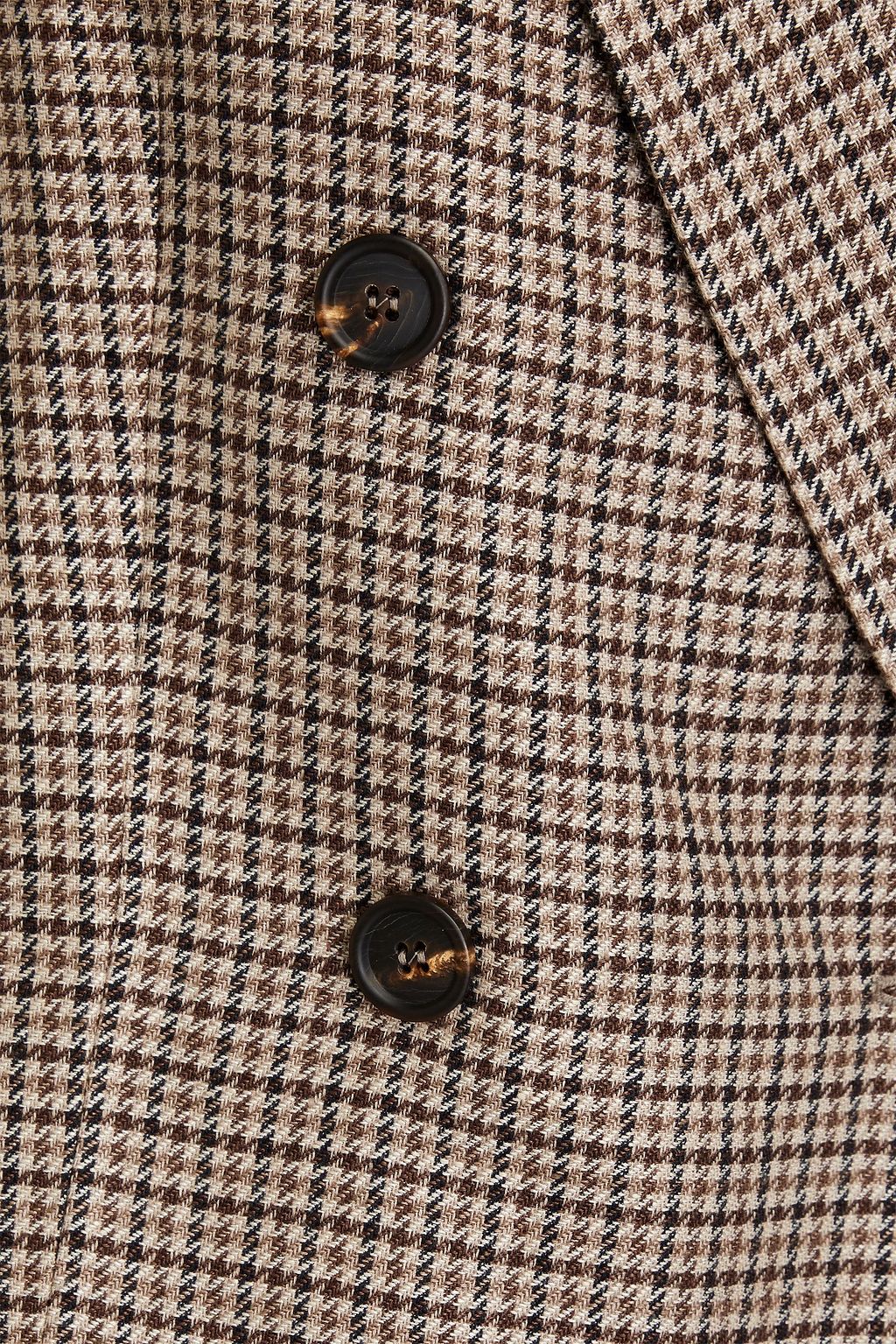 BRUNELLO CUCINELLI Double-breasted houndstooth linen, wool and silk-blend coat