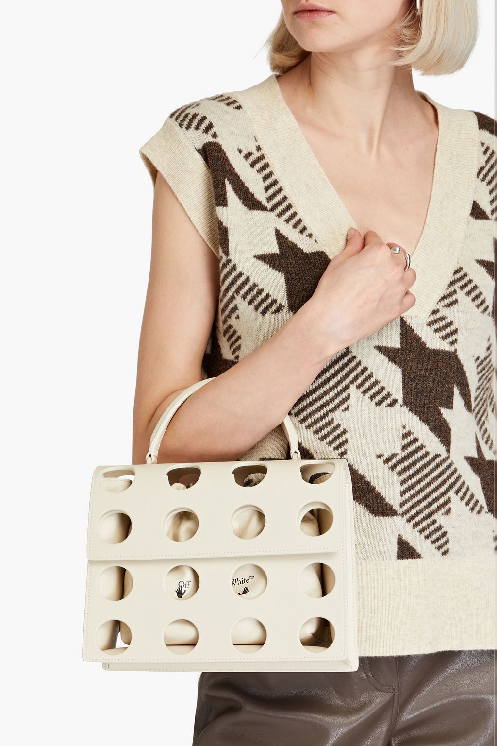 OFF-WHITE™ 2.8 Jitney Porthole cutout leather tote