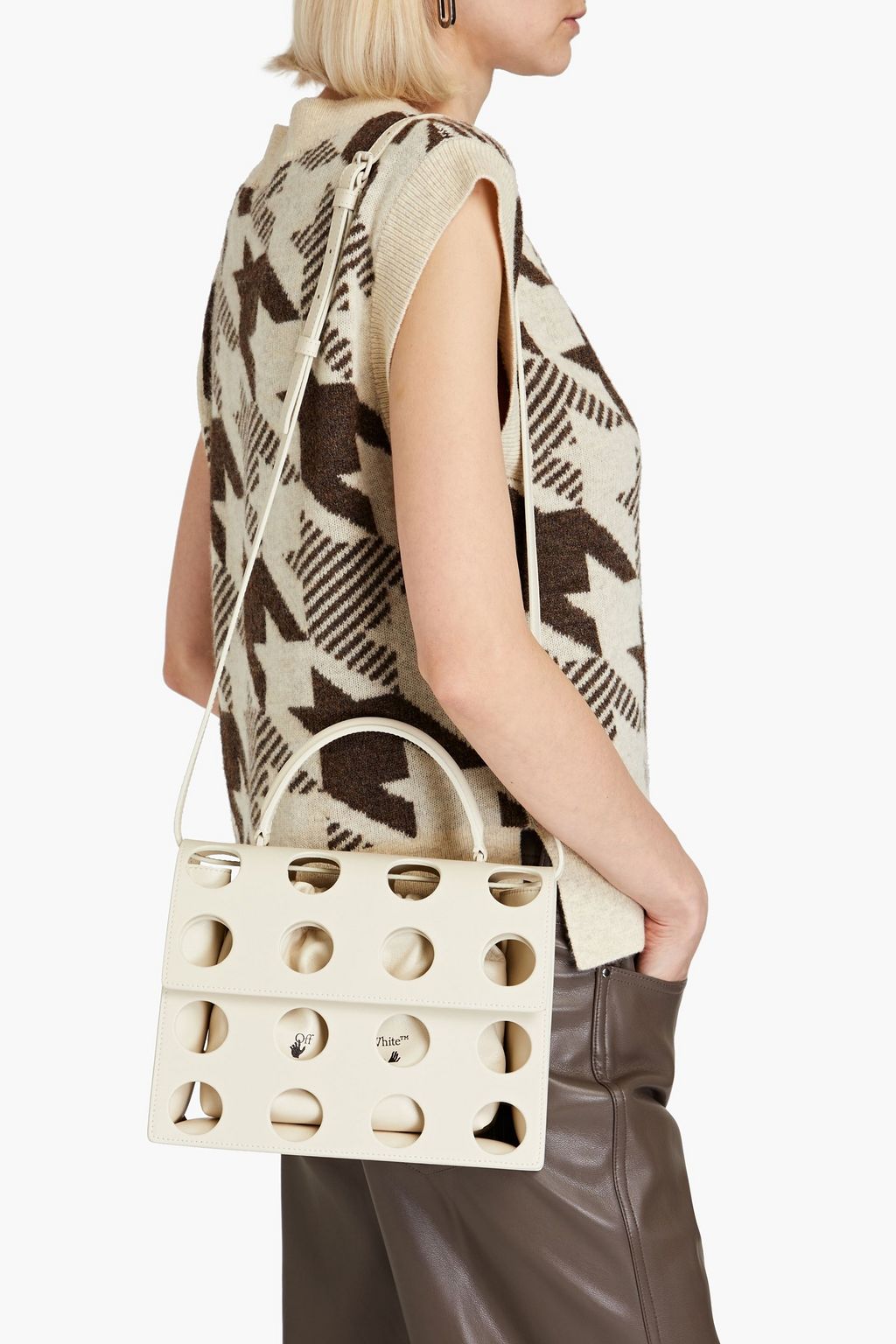 OFF-WHITE™ 2.8 Jitney Porthole cutout leather tote
