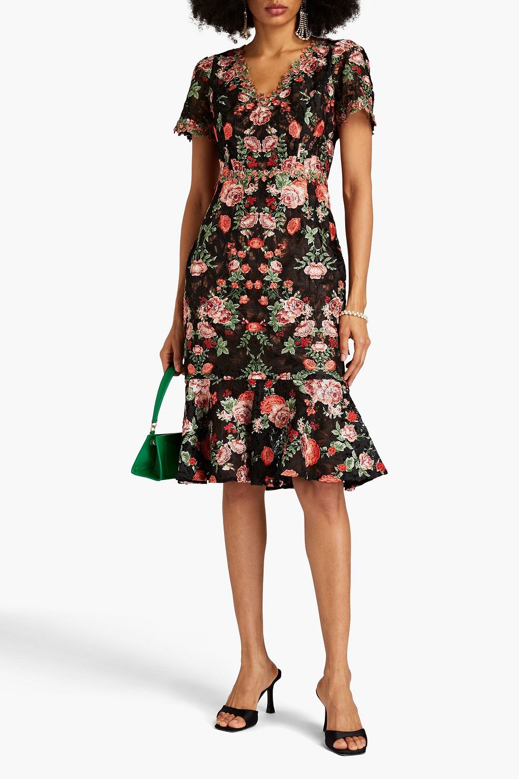 MARCHESA NOTTE Embroidered guipure lace dress