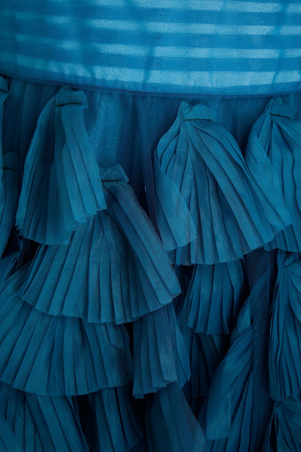 MARCHESA NOTTE Tulle-paneled pleated organza midi dress