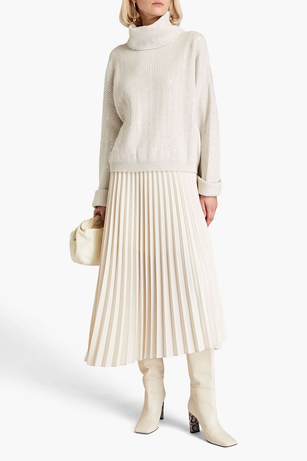 BRUNELLO CUCINELLI Sequin-embellished cashmere turtleneck sweater