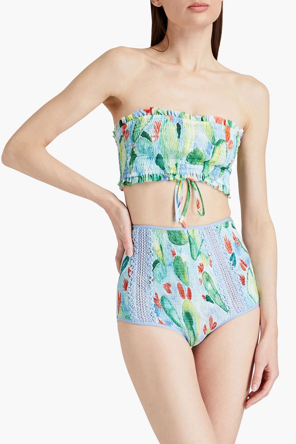 CHARO RUIZ IBIZA Shirred printed cotton-blend shorts