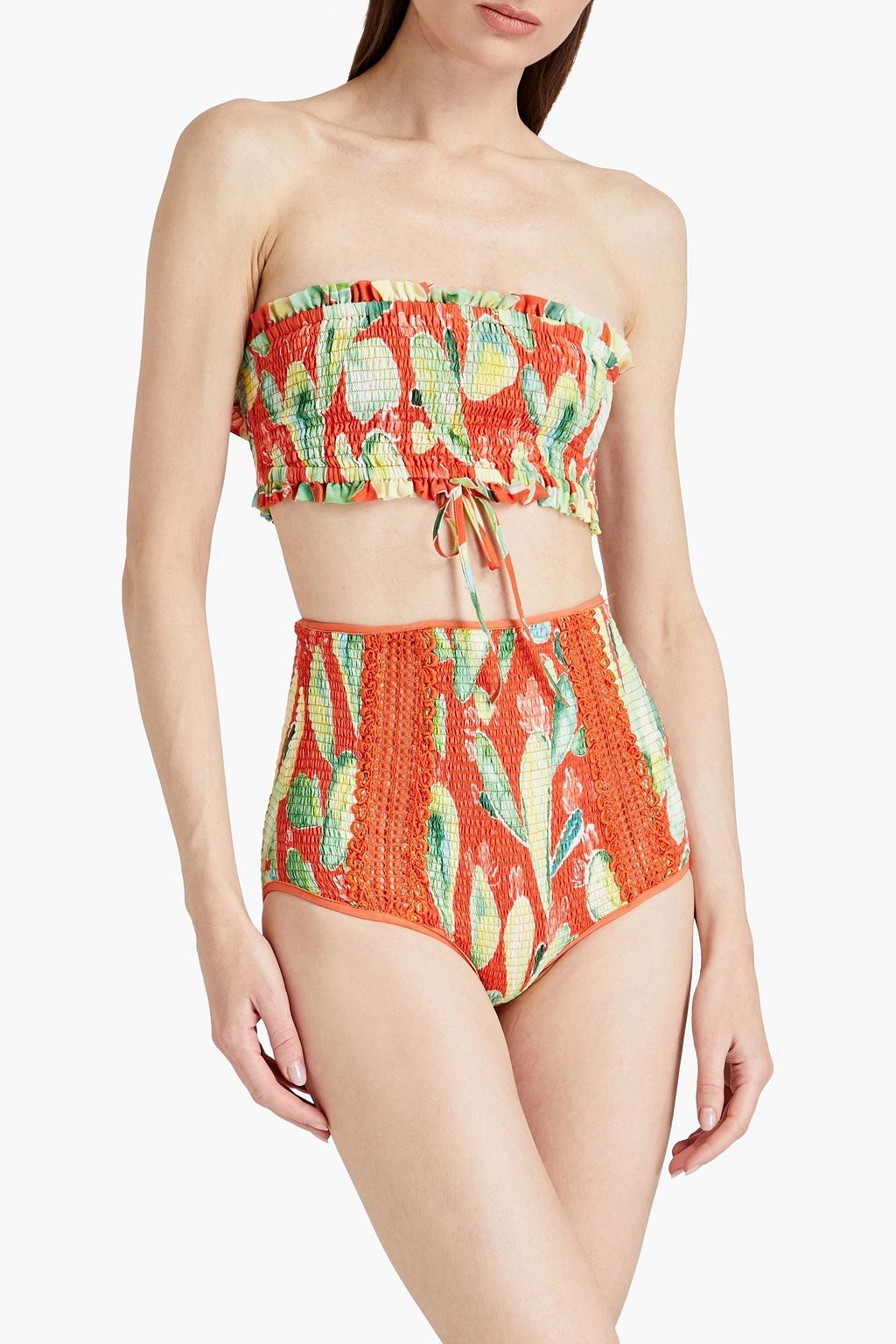 CHARO RUIZ IBIZA Shirred printed cotton-blend shorts