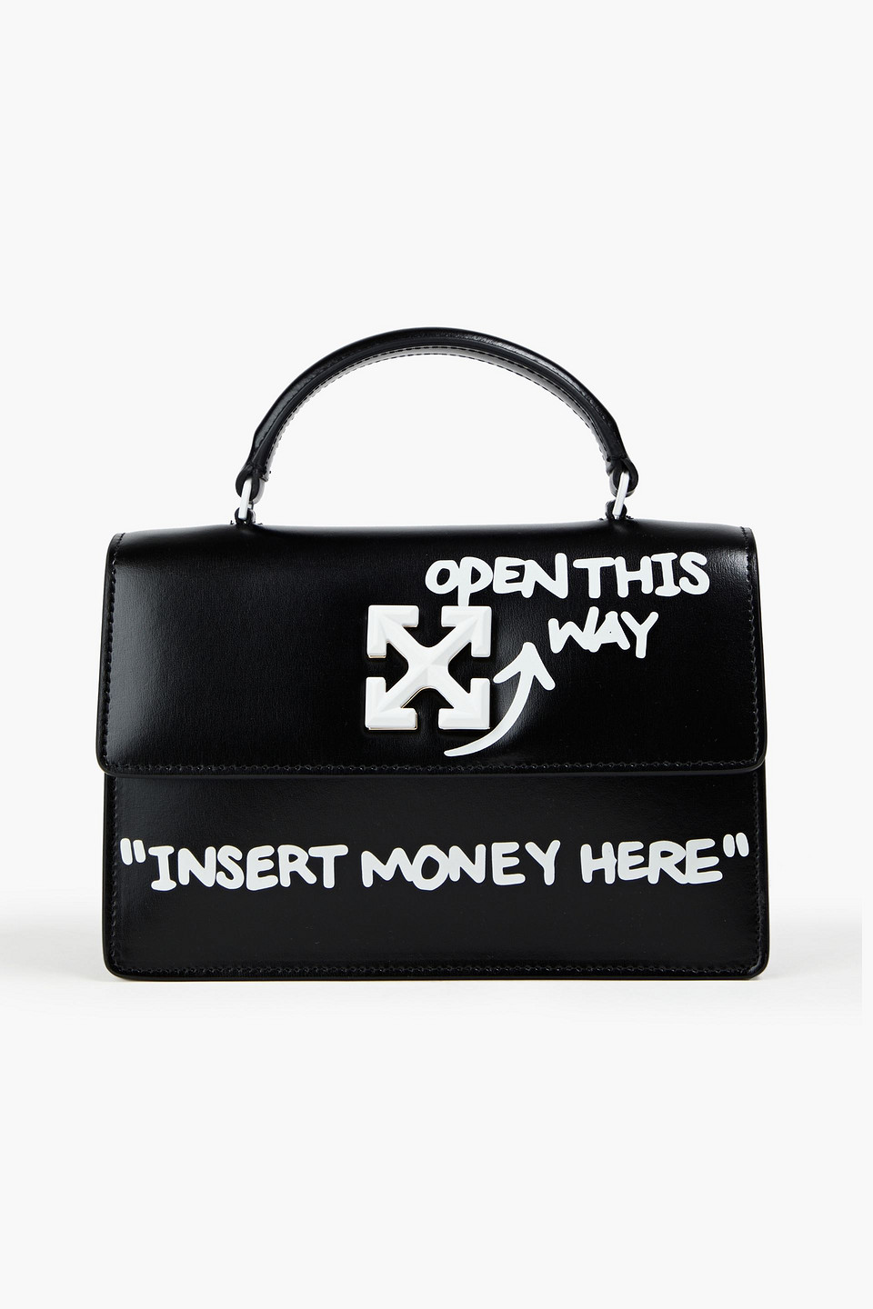 Off-white Jitney 1.4 Printed Leather Tote In Black