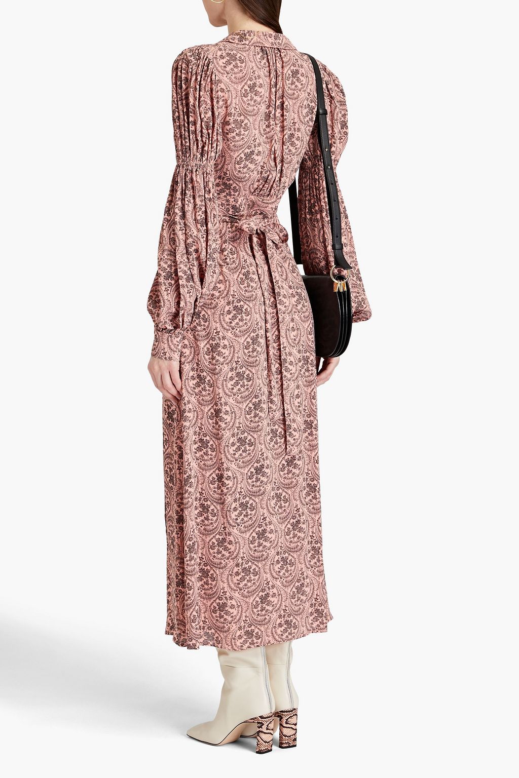 BYTIMO Gathered paisley-print crepe maxi wrap dress