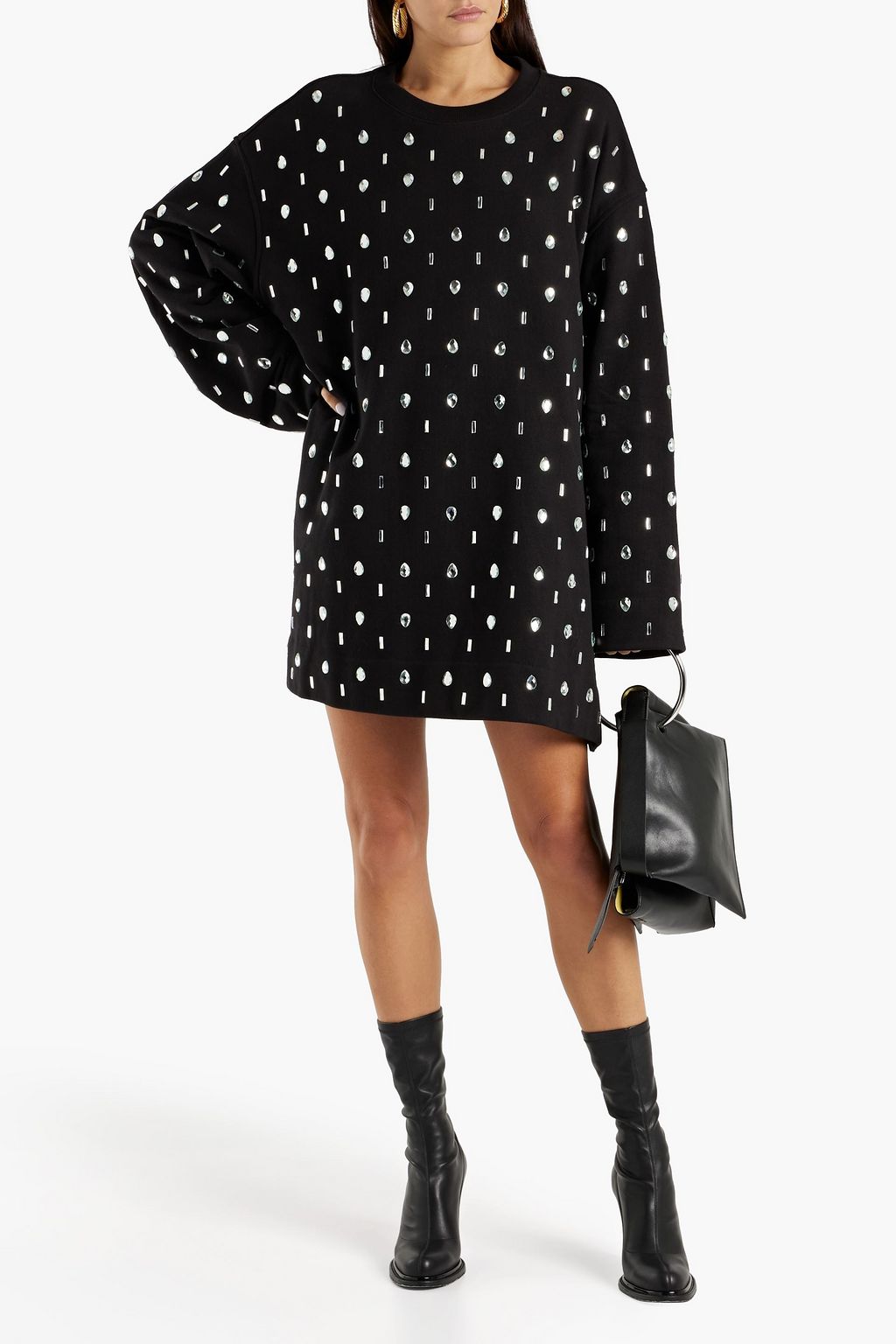 DRIES VAN NOTEN Harris embellished French cotton-terry mini dress