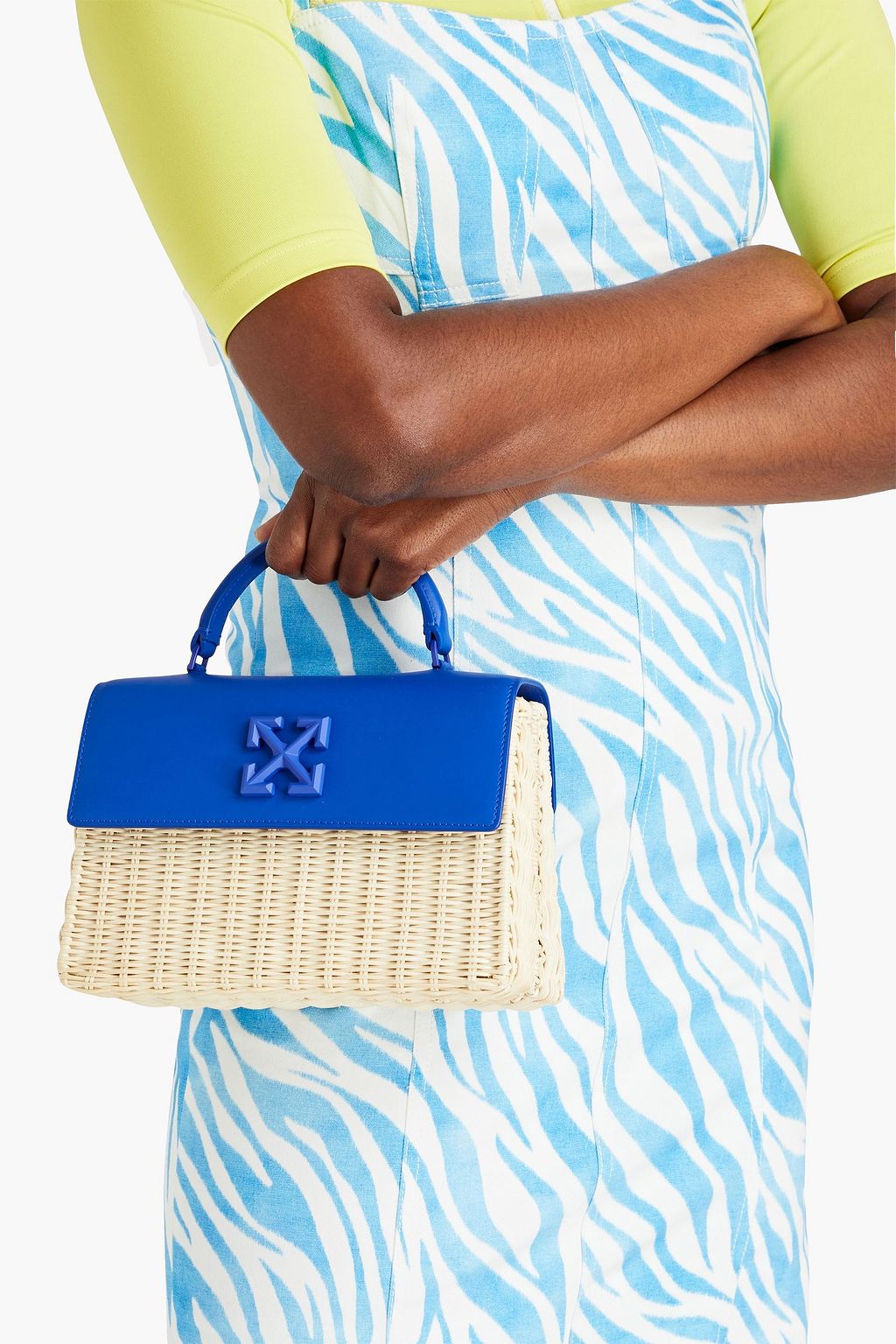 OFF-WHITE™ Jitney 1.4 leather and wicker tote