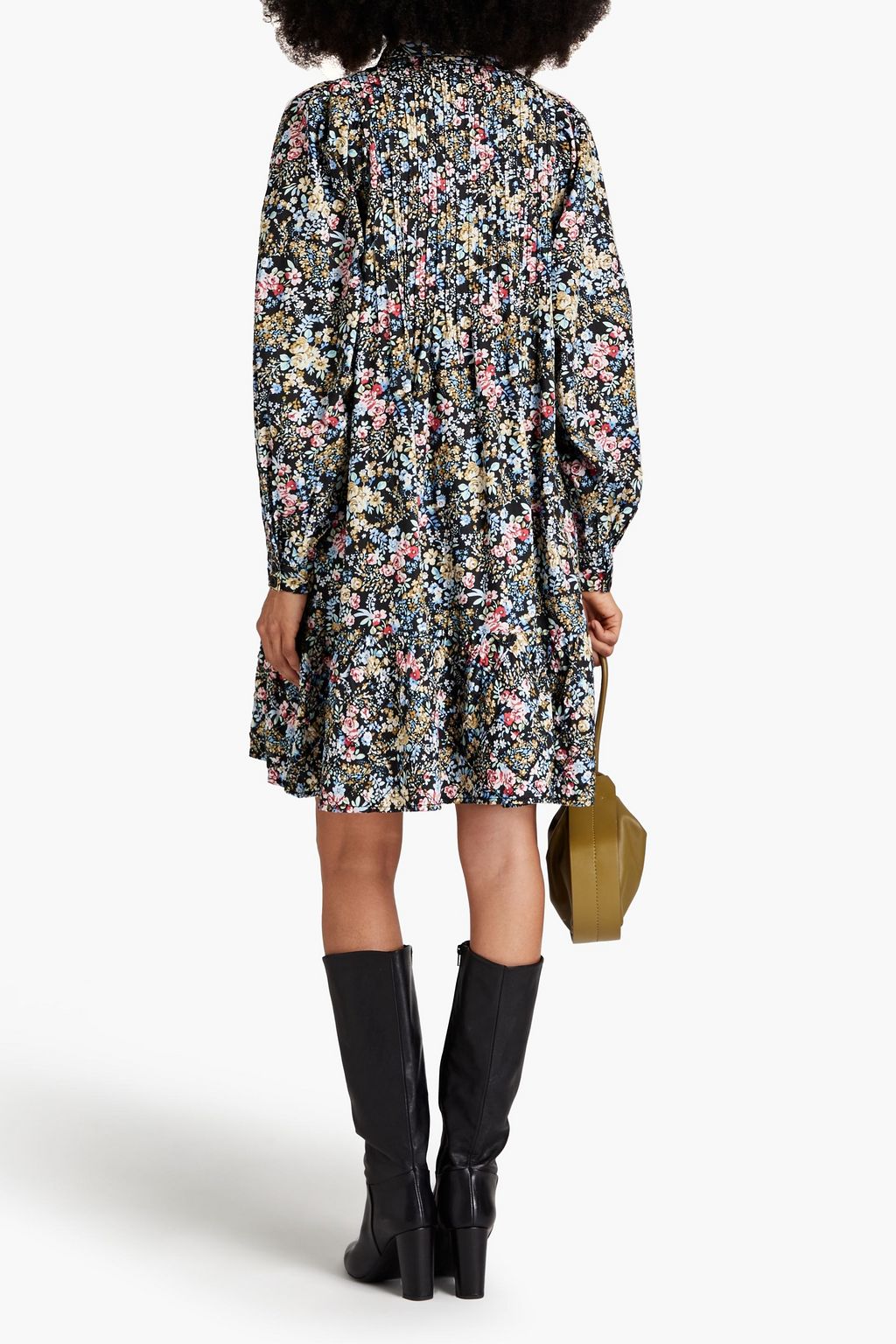 BYTIMO Pintucked floral-print cotton dress