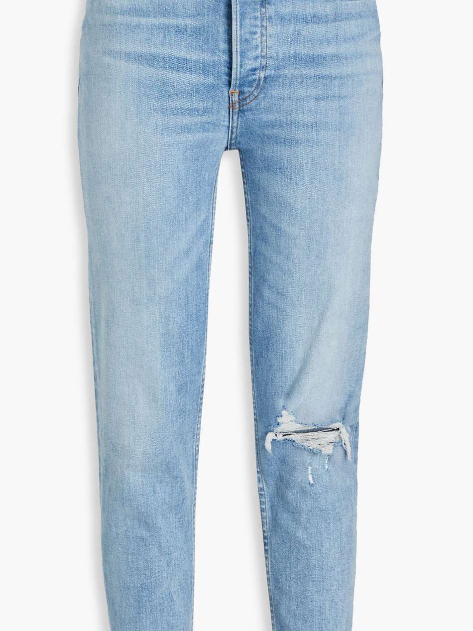90s cropped distressed high-rise slim-leg jeans