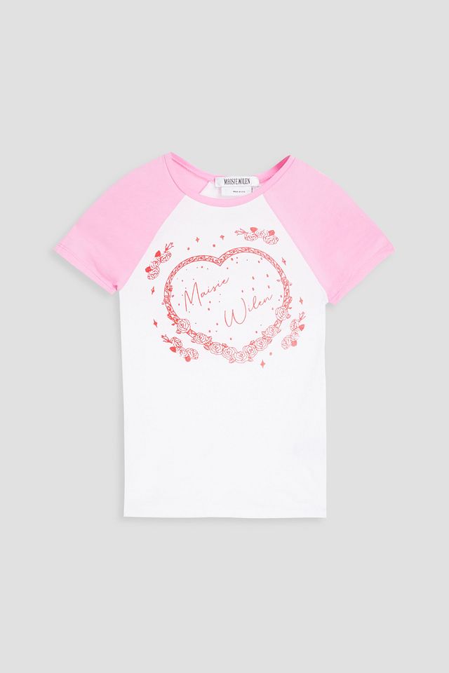 Two-tone printed jersey T-shirt