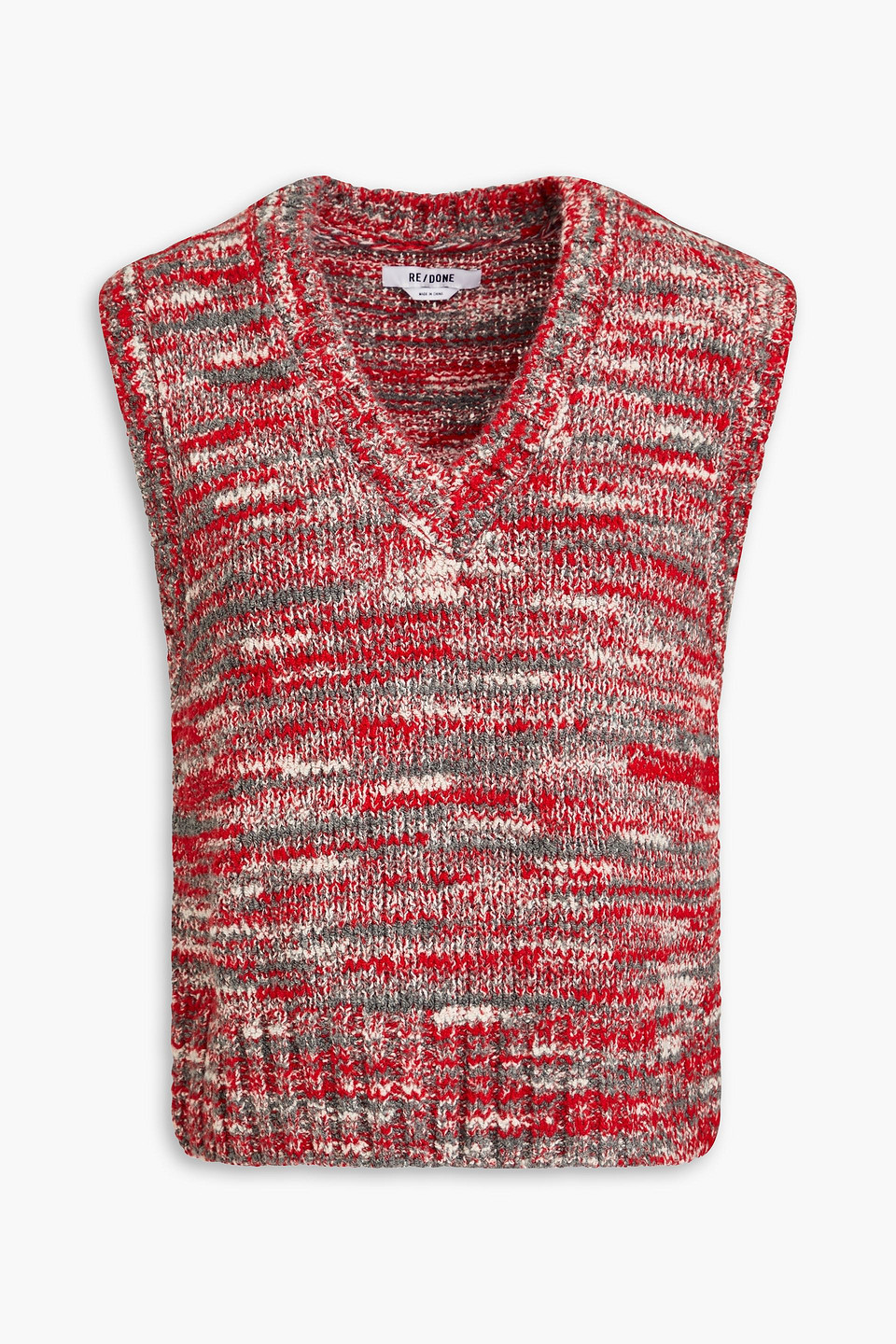 Re/done Space-dyed Intarsia-knit Vest In Red Multi