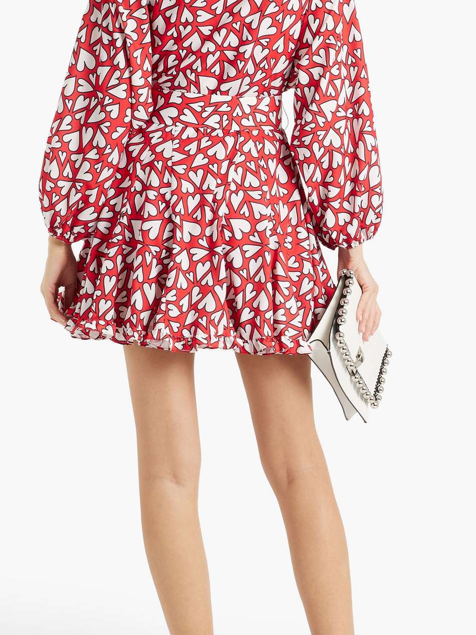 luna ruffled printed crepe mini dress