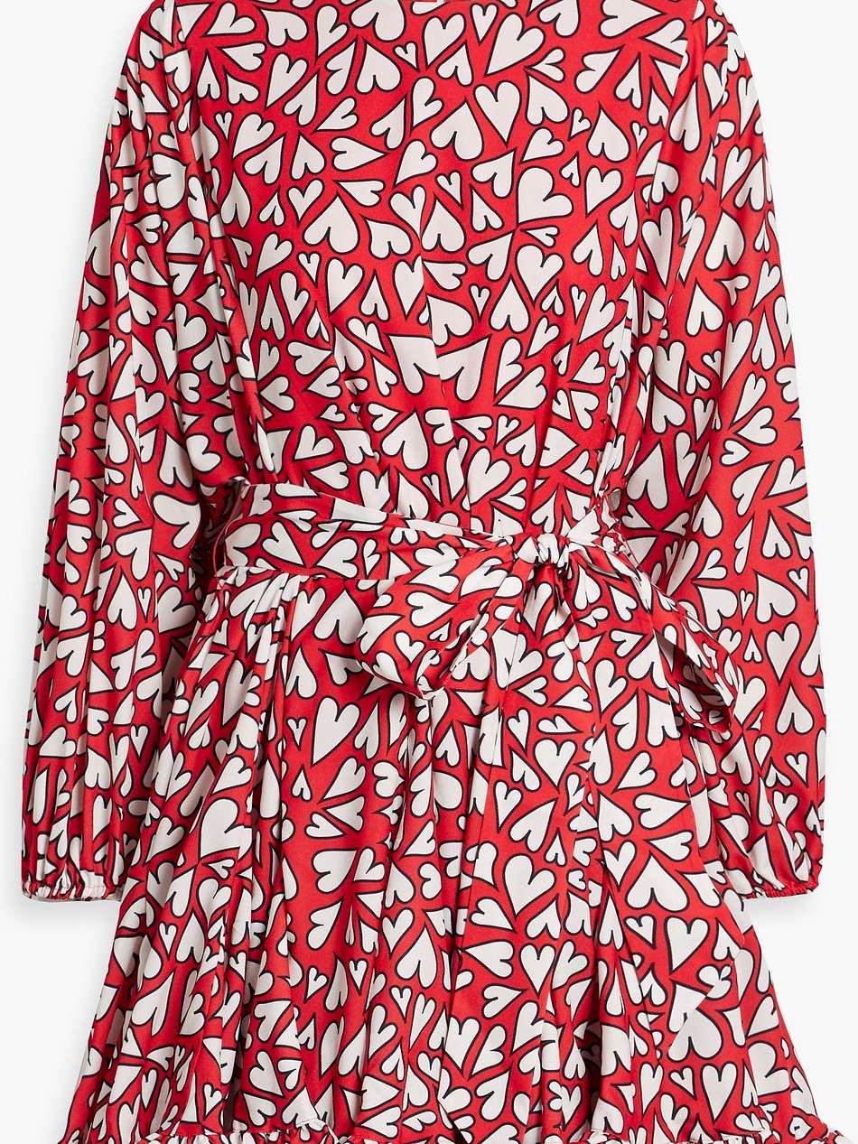 luna ruffled printed crepe mini dress