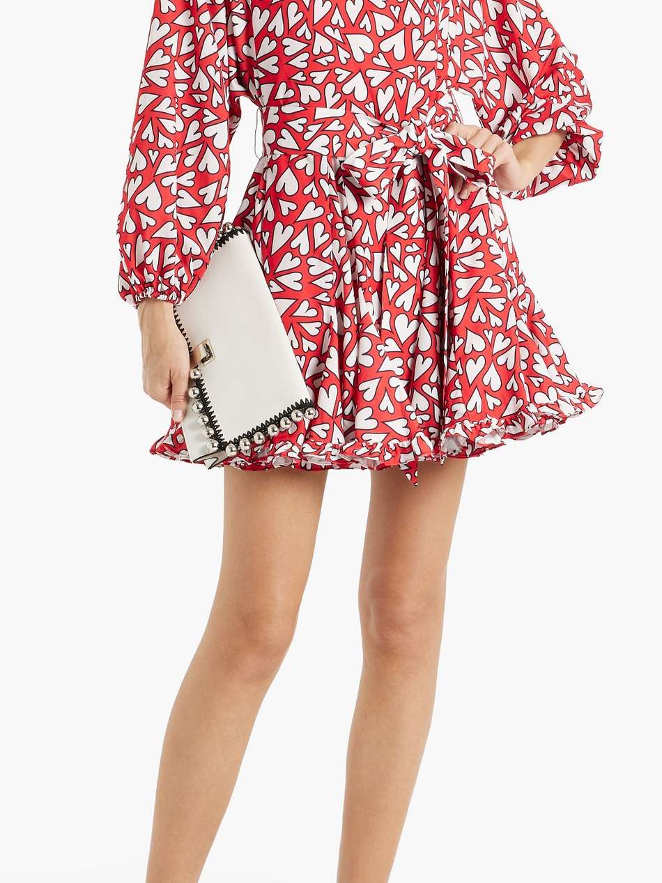luna ruffled printed crepe mini dress