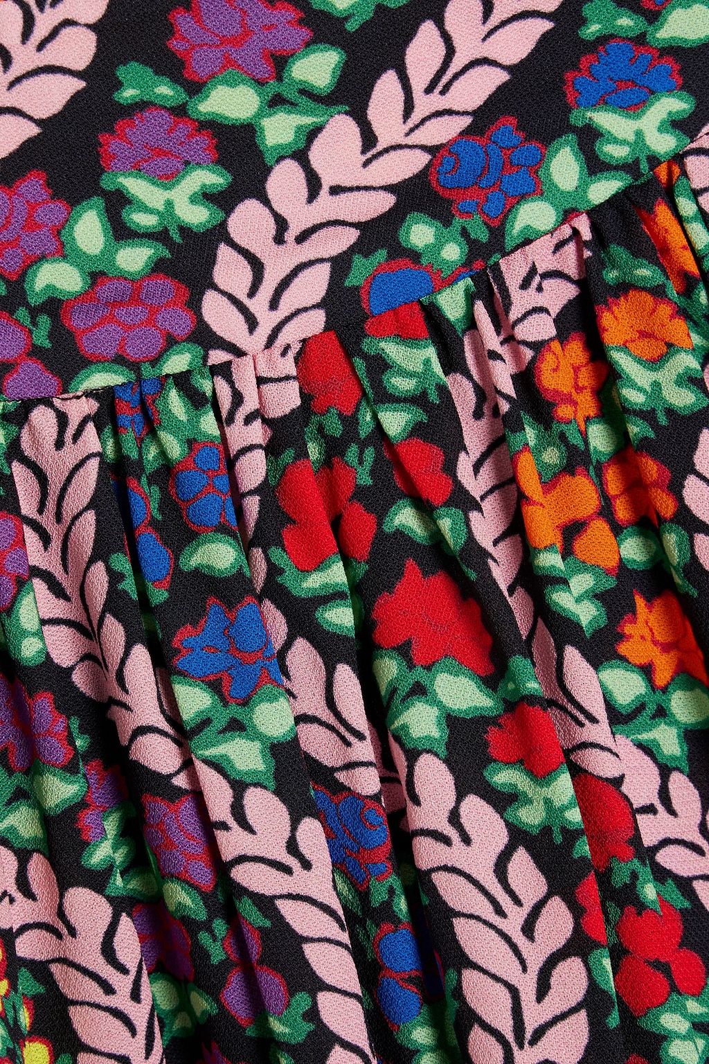 RHODE Harlow gathered printed crepe blouse