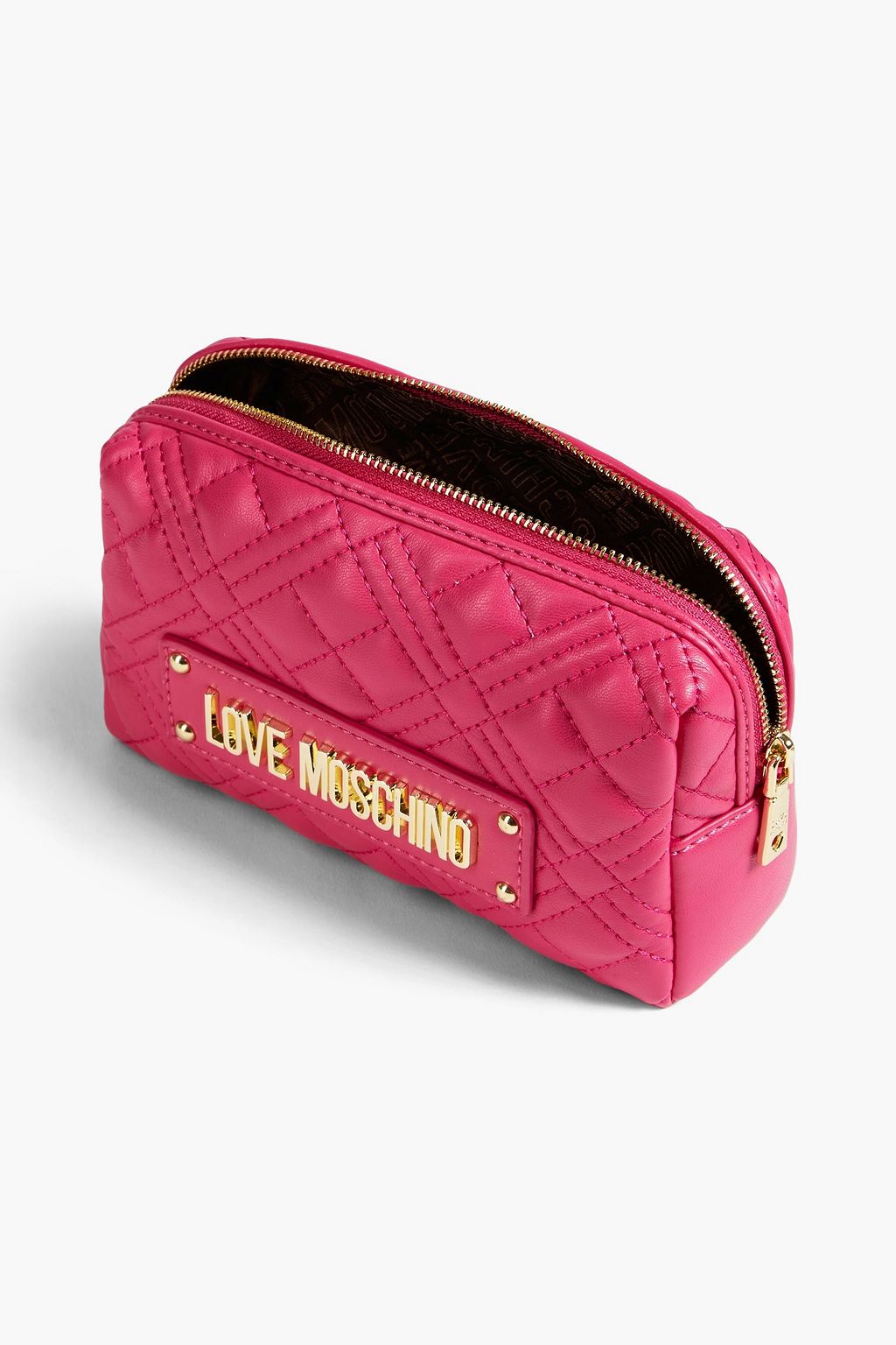 LOVE MOSCHINO Quilted faux leather cosmetics case