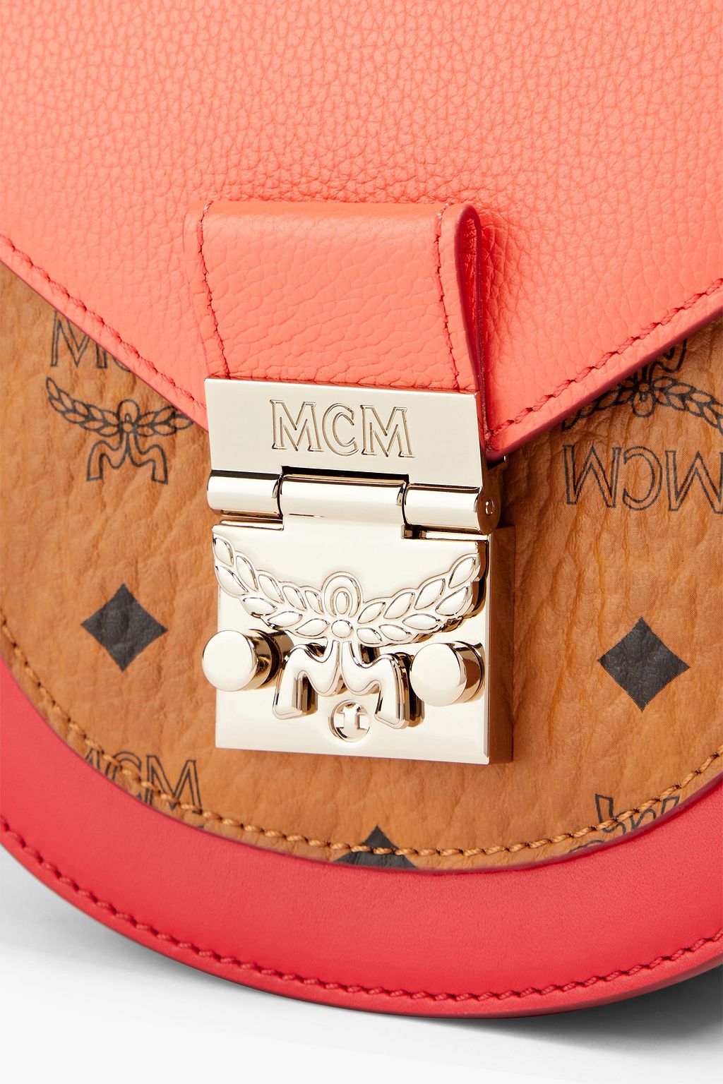 MCM Color-block logo-print pebbled-leather tote