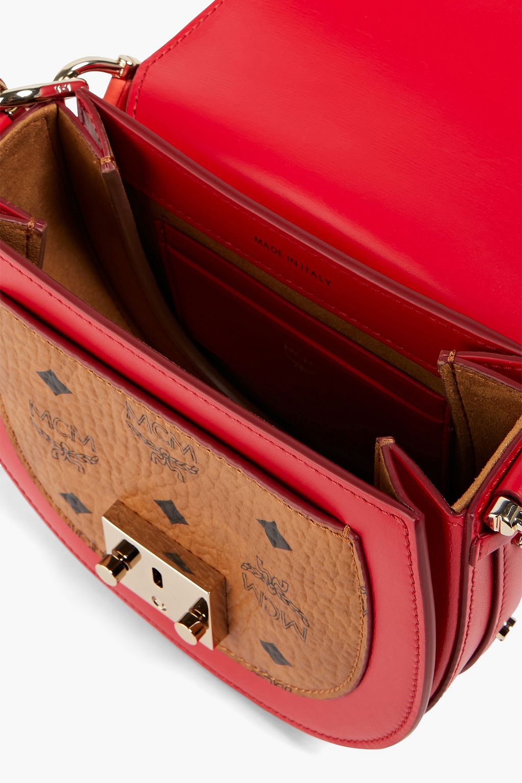 MCM Color-block logo-print pebbled-leather tote