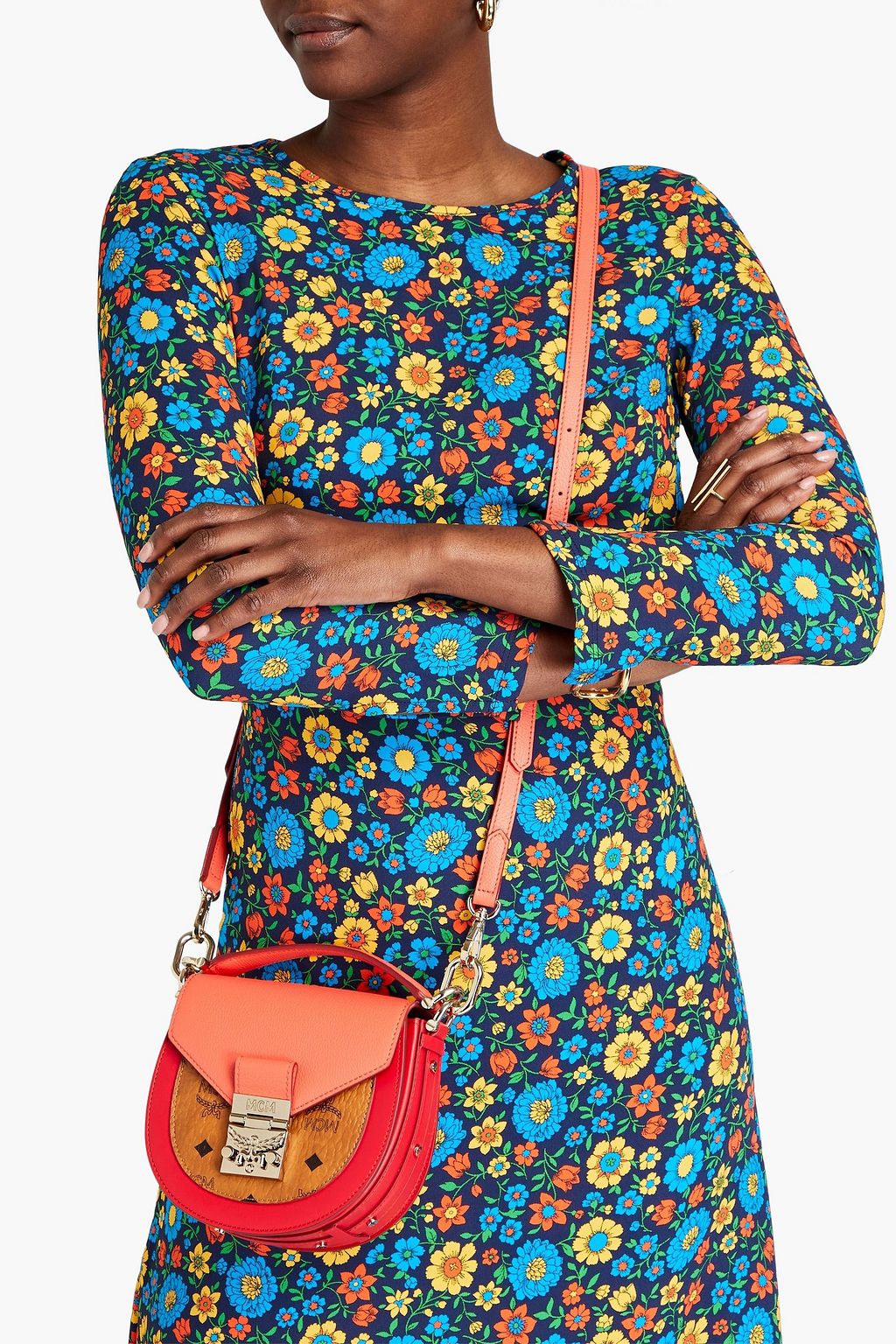 MCM Color-block logo-print pebbled-leather tote