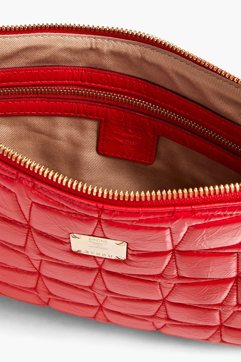 MCM Quilted textured-leather pouch
