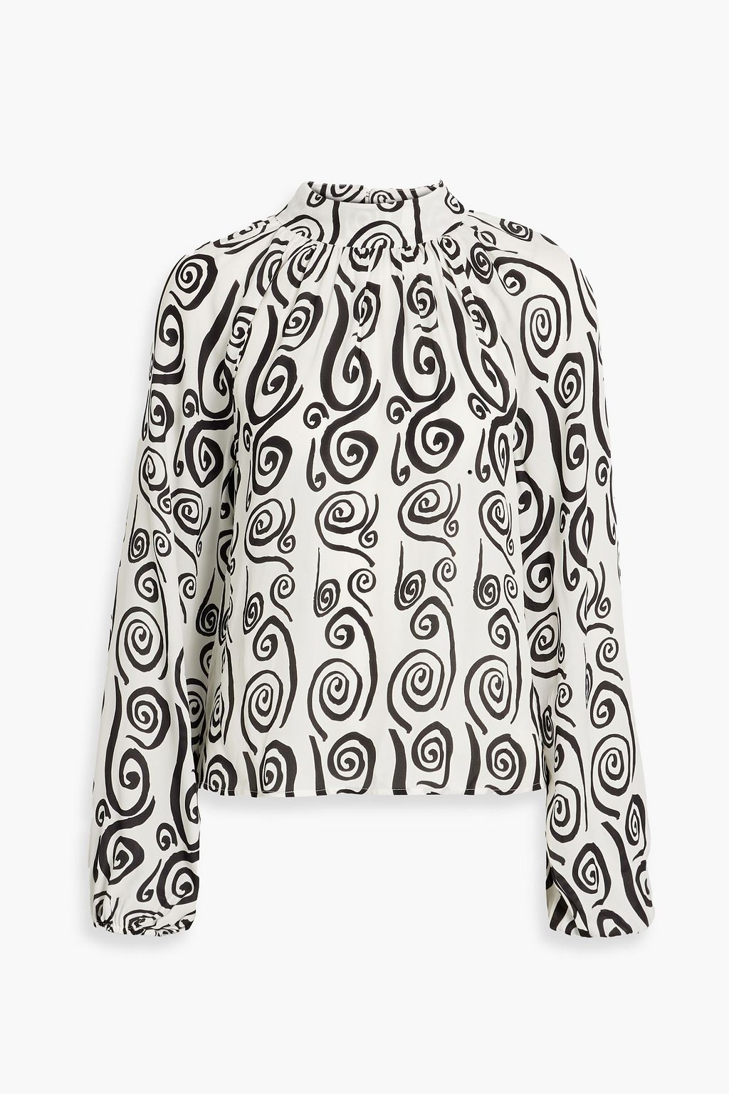 RHODE Harlow gathered printed crepe blouse | THE OUTNET