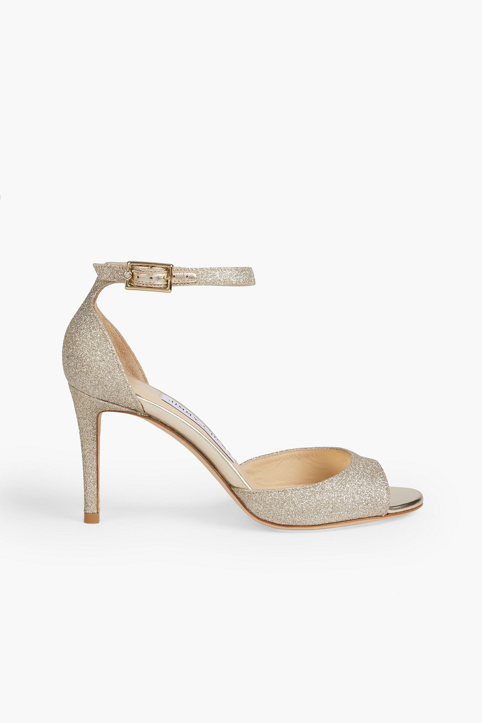 JIMMY CHOO ANNIE 85 GLITTERED LEATHER SANDALS 3074457345634276128