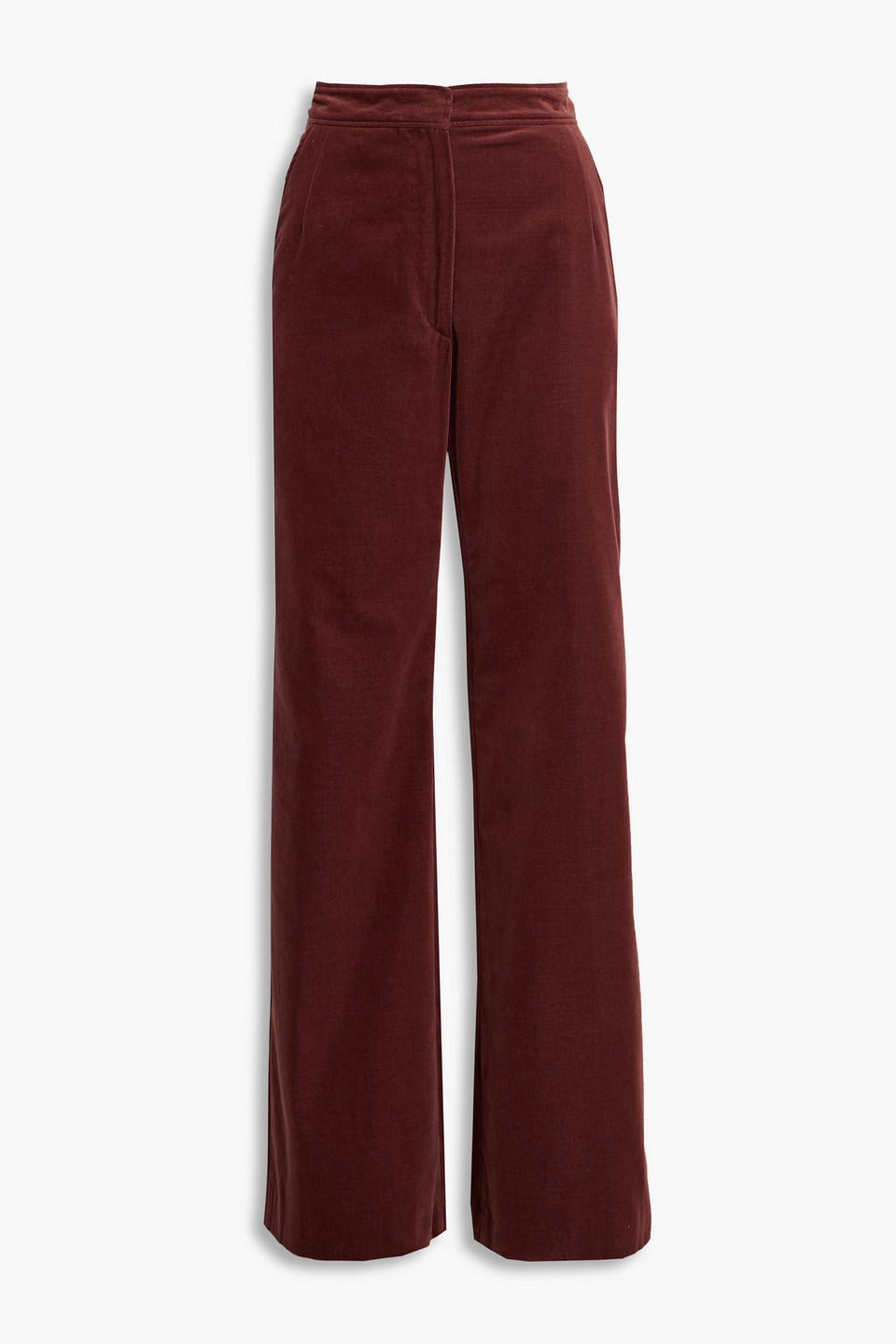 Cotton-velvet wide-leg pants