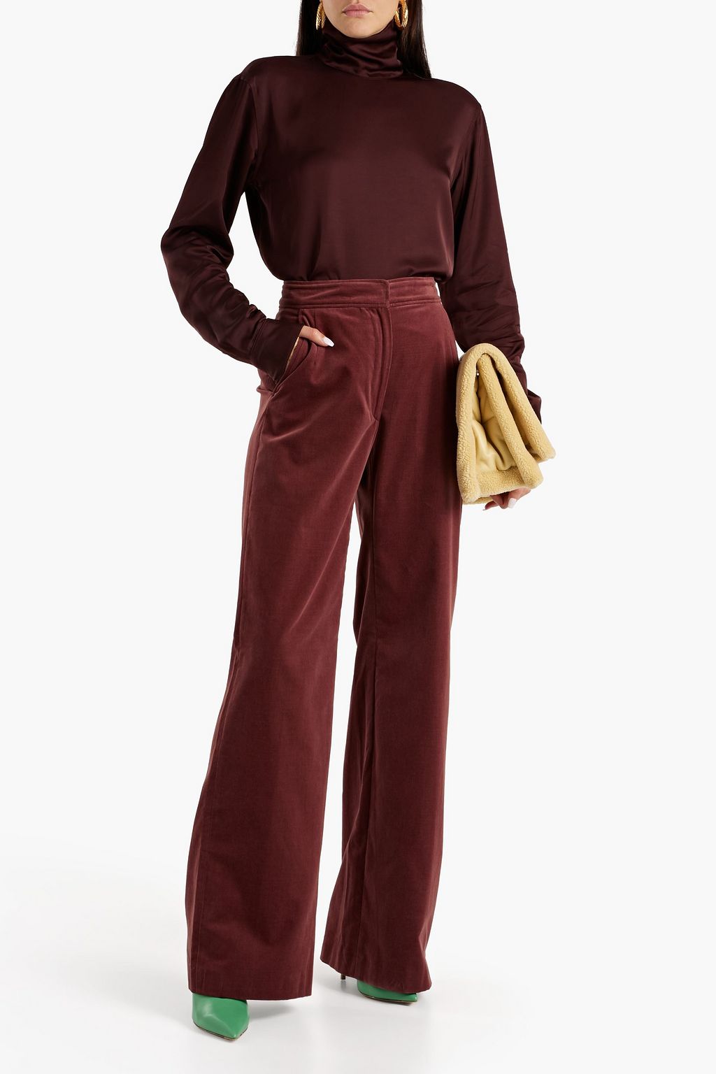 DRIES VAN NOTEN Cotton-velvet wide-leg pants