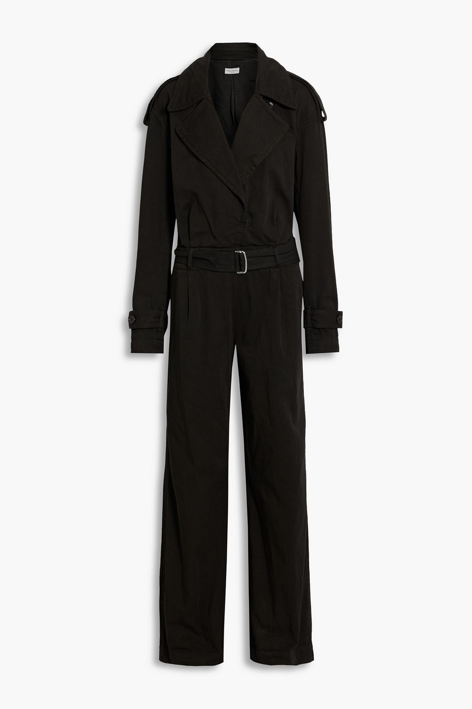 Dries Van Noten Belted Cotton-gabardine Jumpsuit In Black