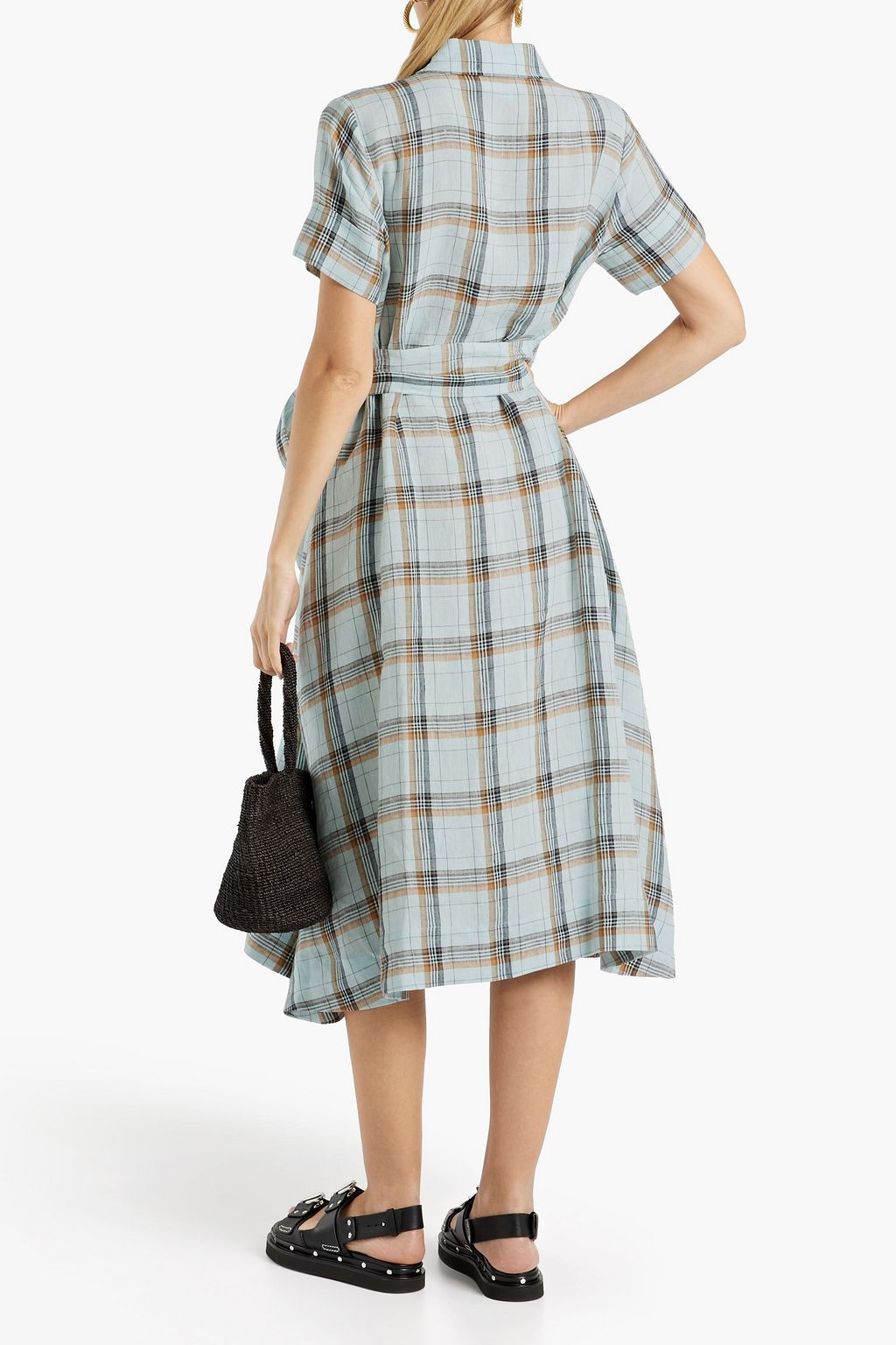 LISA MARIE FERNANDEZ Checked linen midi shirt dress | THE OUTNET